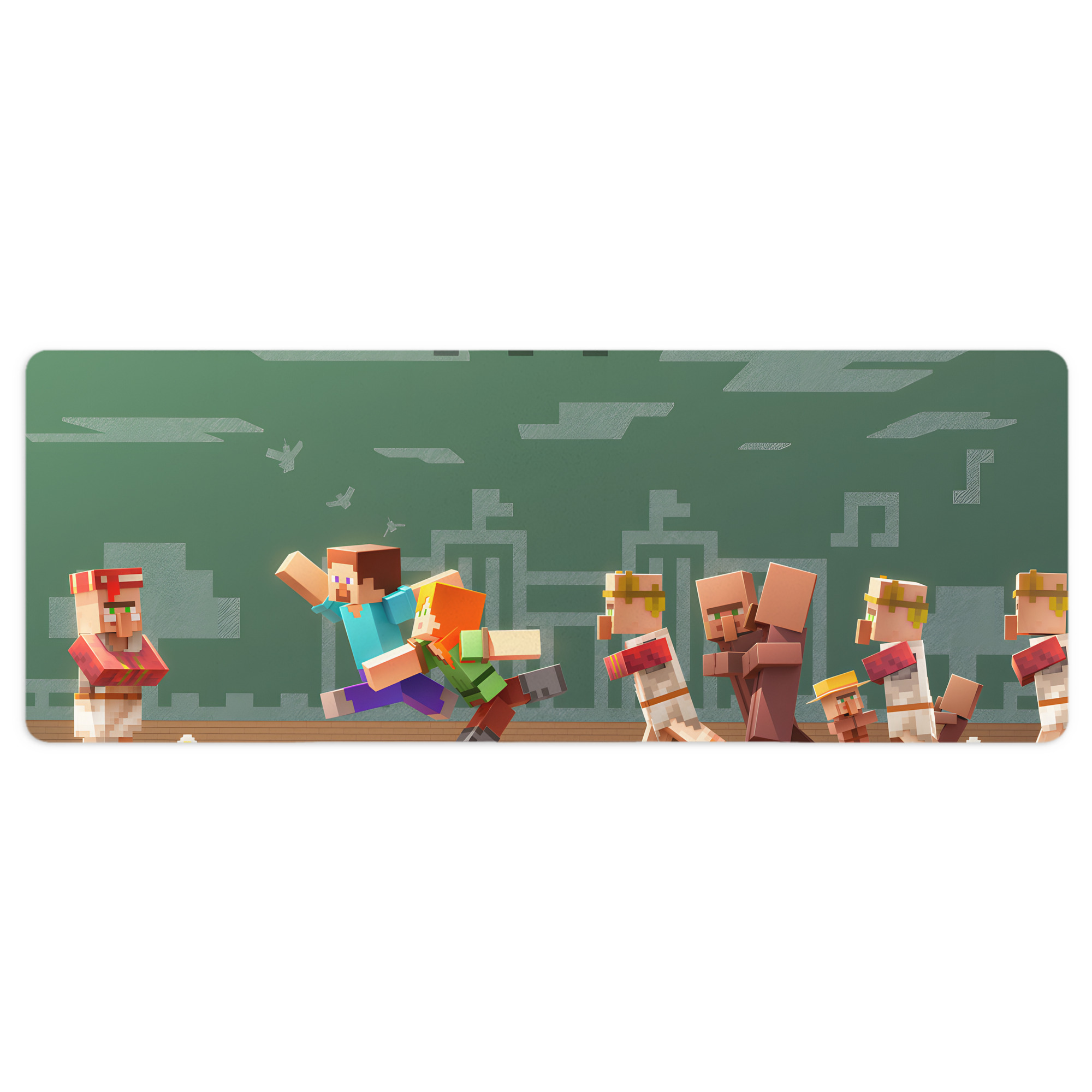 （画像用） マインクラフト ブロックの世界 Minecraft MC Block world ステッチ加工 大判デスクマット／滑り止めマウスパッド