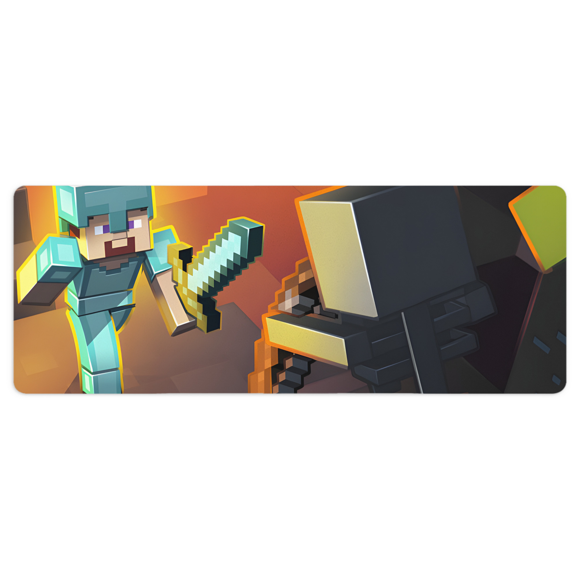 （画像用） マインクラフト ブロックの世界 Minecraft MC Block world ステッチ加工 大判デスクマット／滑り止めマウスパッド