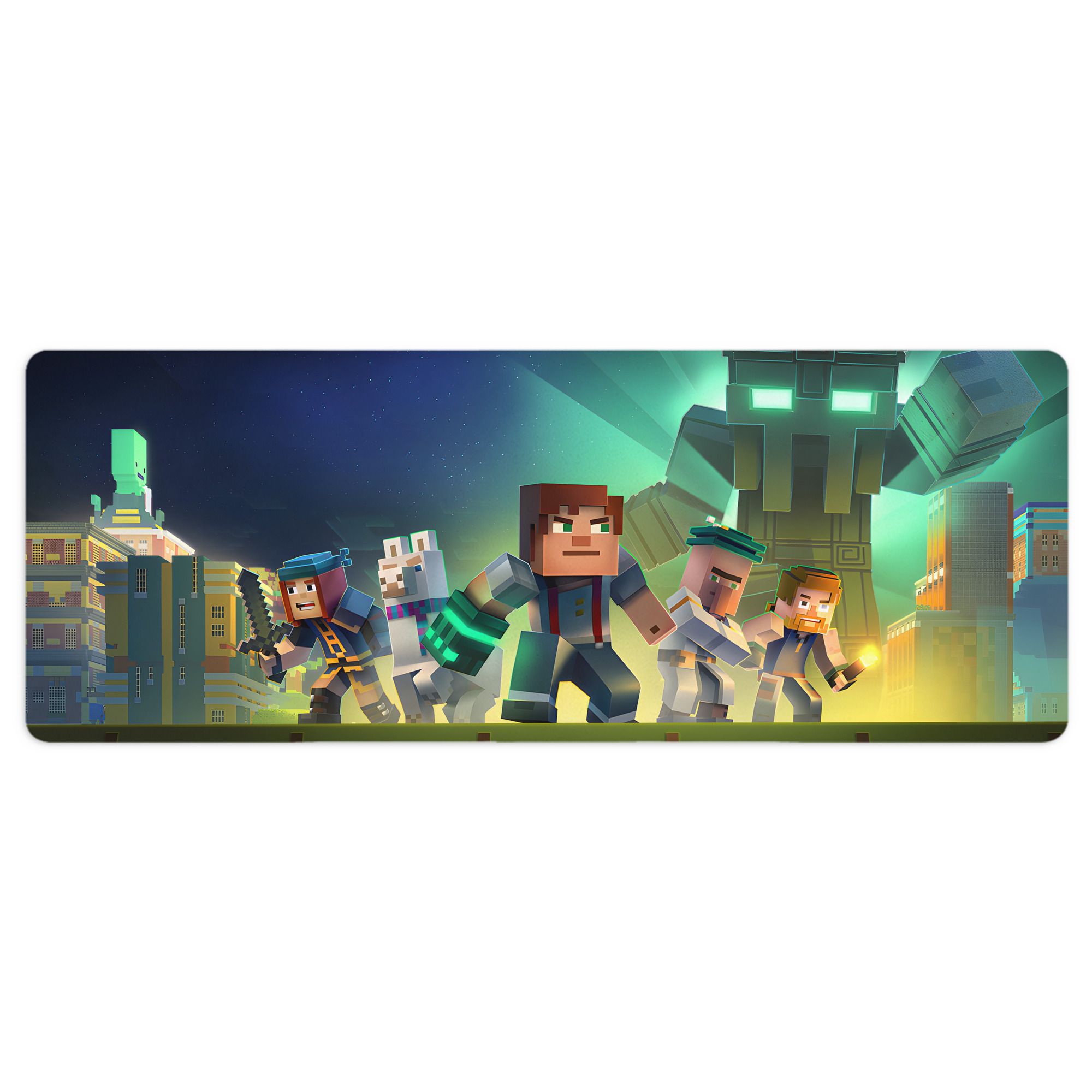 （画像用） マインクラフト ブロックの世界 Minecraft MC Block world ステッチ加工 大判デスクマット／滑り止めマウスパッド