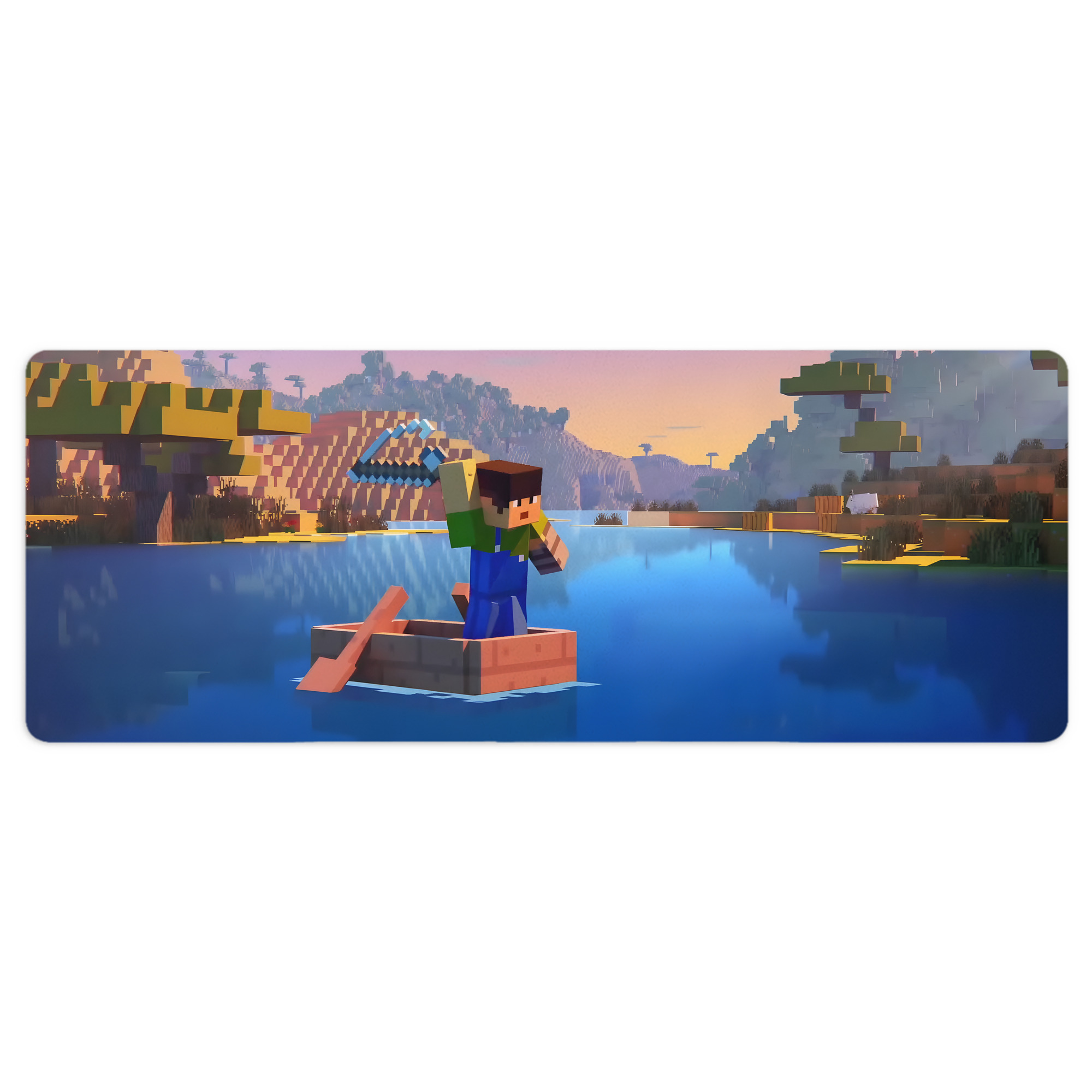 （画像用） マインクラフト ブロックの世界 Minecraft MC Block world ステッチ加工 大判デスクマット／滑り止めマウスパッド