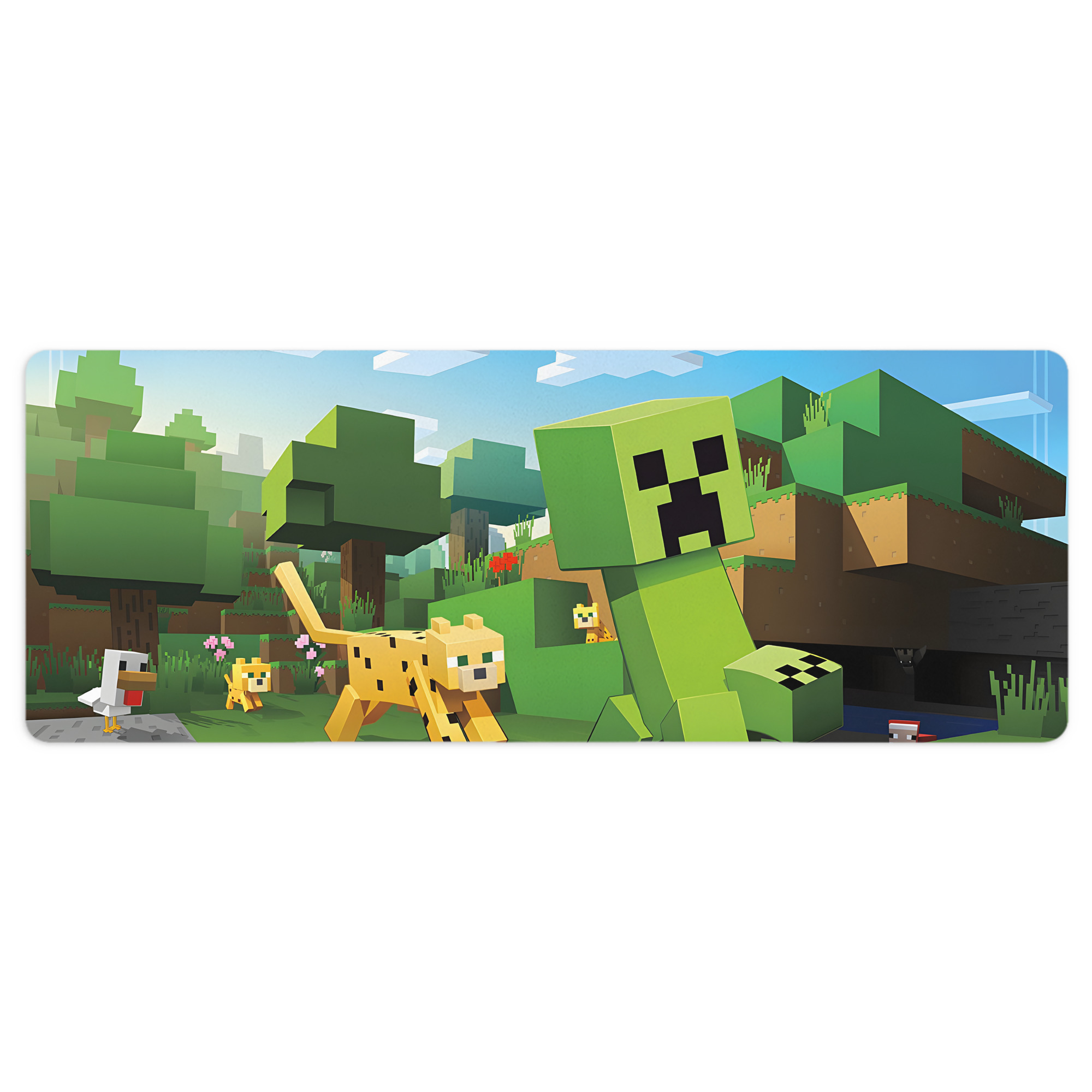 （画像用） マインクラフト ブロックの世界 Minecraft MC Block world ステッチ加工 大判デスクマット／滑り止めマウスパッド