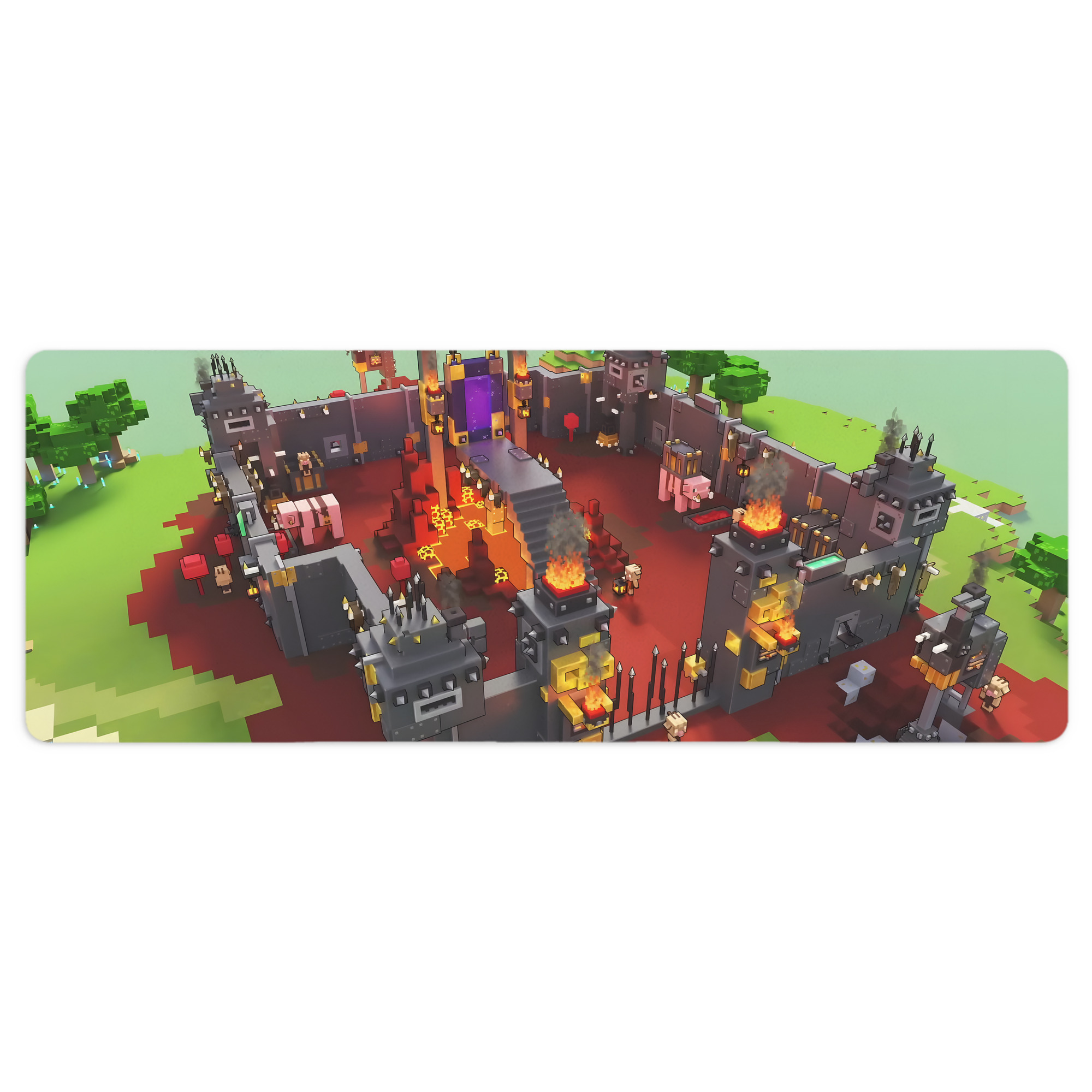 （画像用） マインクラフト ブロックの世界 Minecraft MC Block world ステッチ加工 大判デスクマット／滑り止めマウスパッド