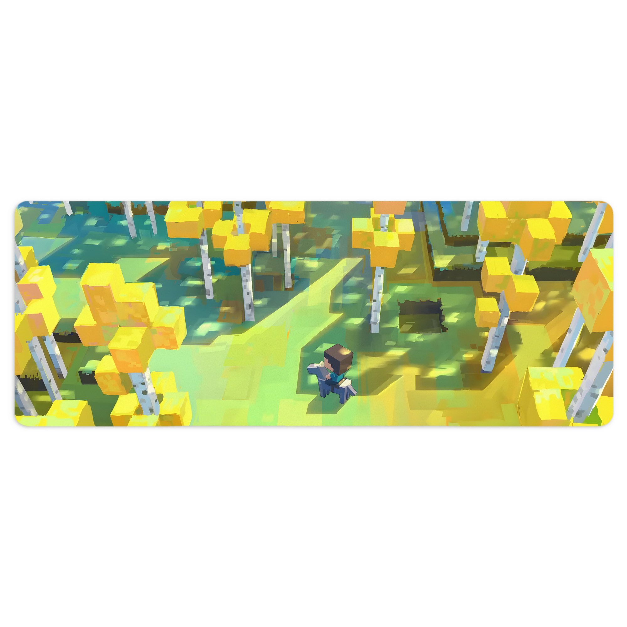 （画像用） マインクラフト ブロックの世界 Minecraft MC Block world ステッチ加工 大判デスクマット／滑り止めマウスパッド