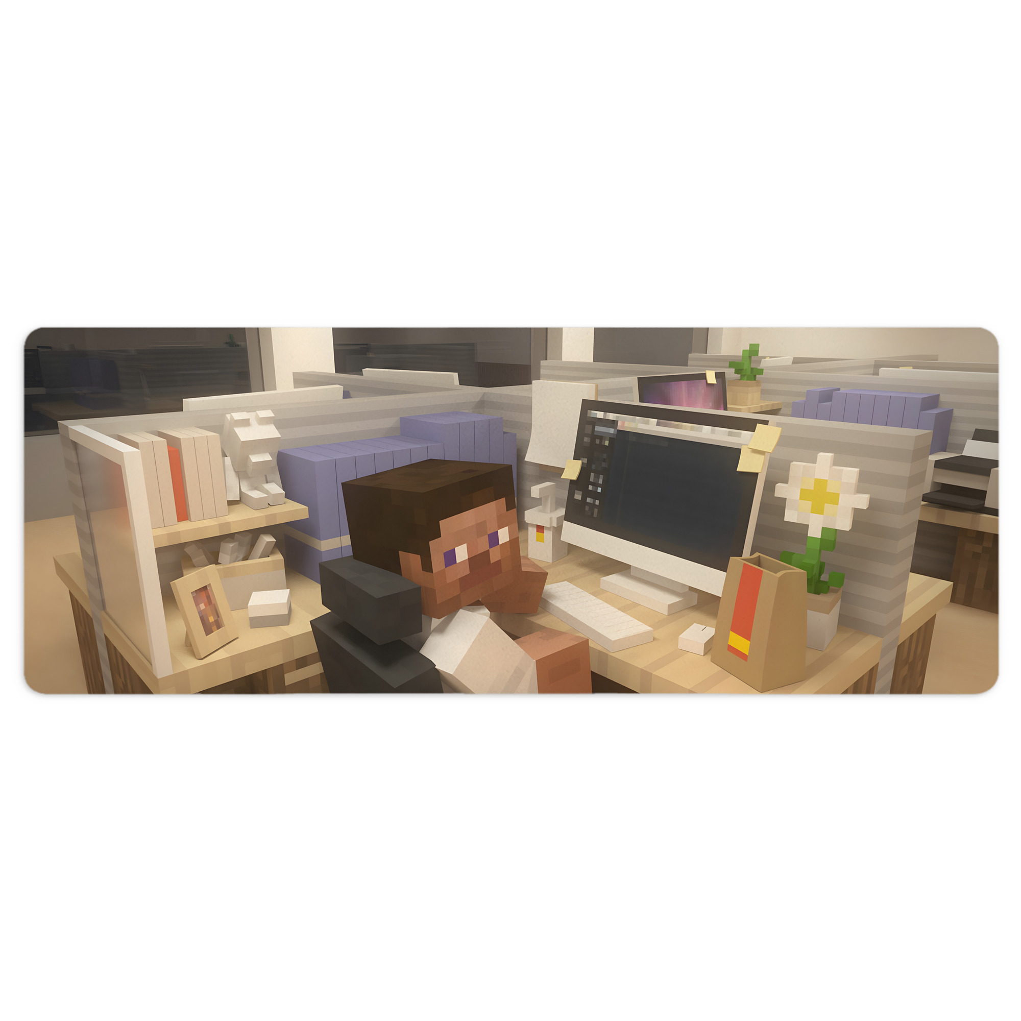 （画像用） マインクラフト ブロックの世界 Minecraft MC Block world ステッチ加工 大判デスクマット／滑り止めマウスパッド