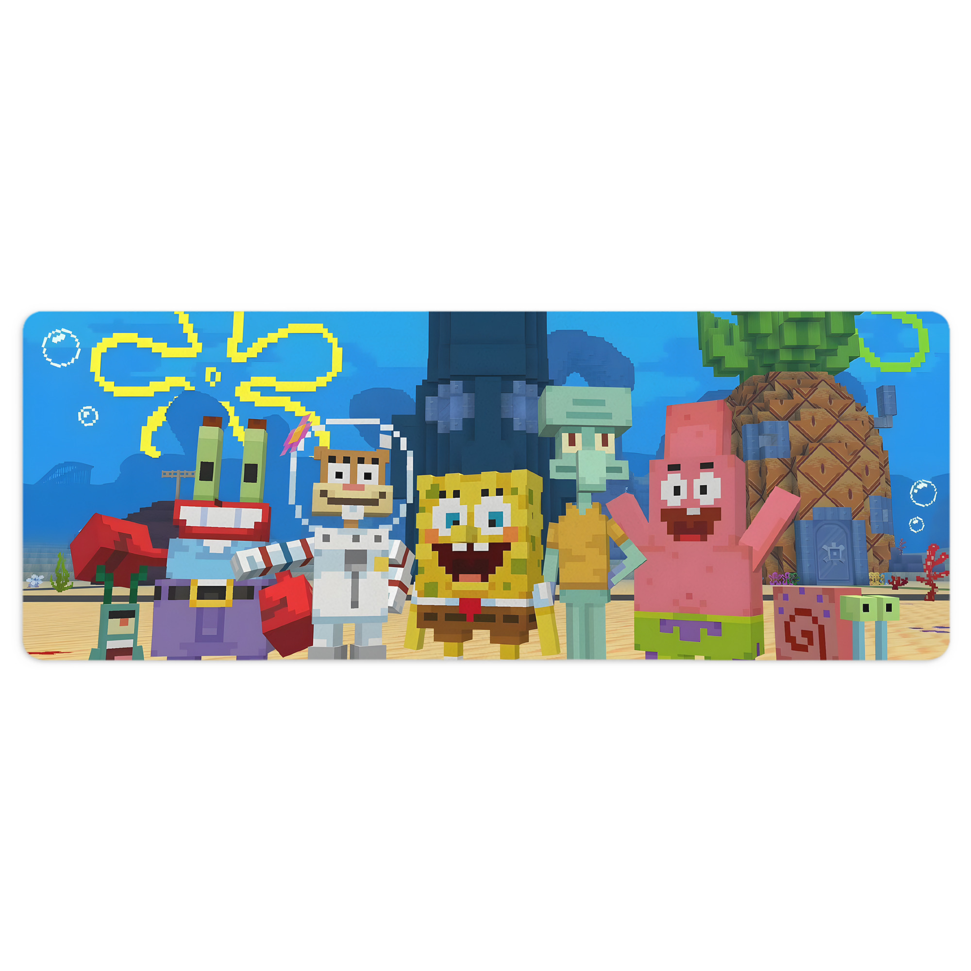 （画像用） マインクラフト ブロックの世界 Minecraft MC Block world ステッチ加工 大判デスクマット／滑り止めマウスパッド