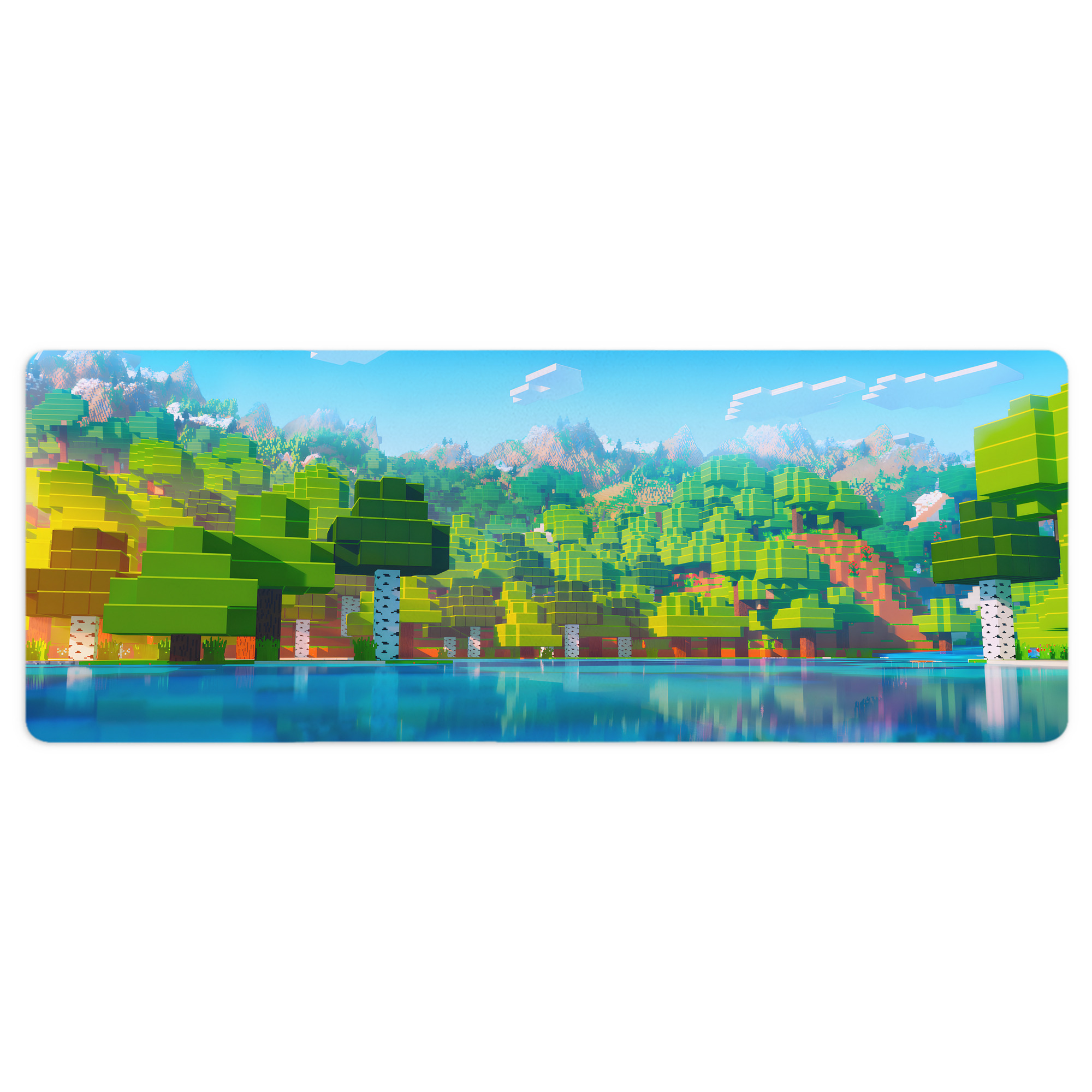 （画像用） マインクラフト ブロックの世界 Minecraft MC Block world ステッチ加工 大判デスクマット／滑り止めマウスパッド
