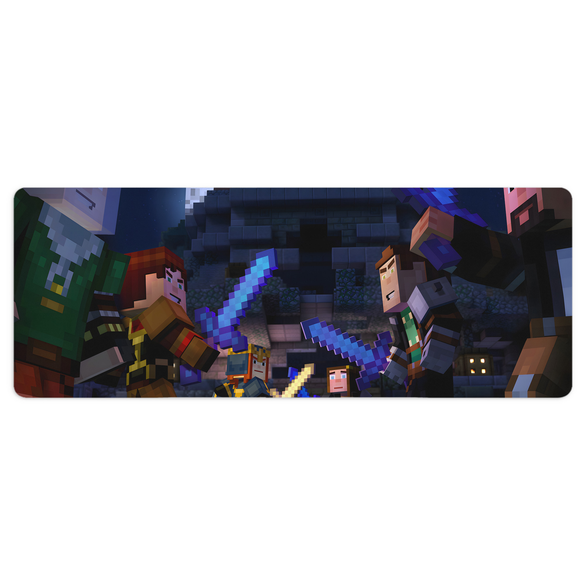 （画像用） マインクラフト ブロックの世界 Minecraft MC Block world ステッチ加工 大判デスクマット／滑り止めマウスパッド
