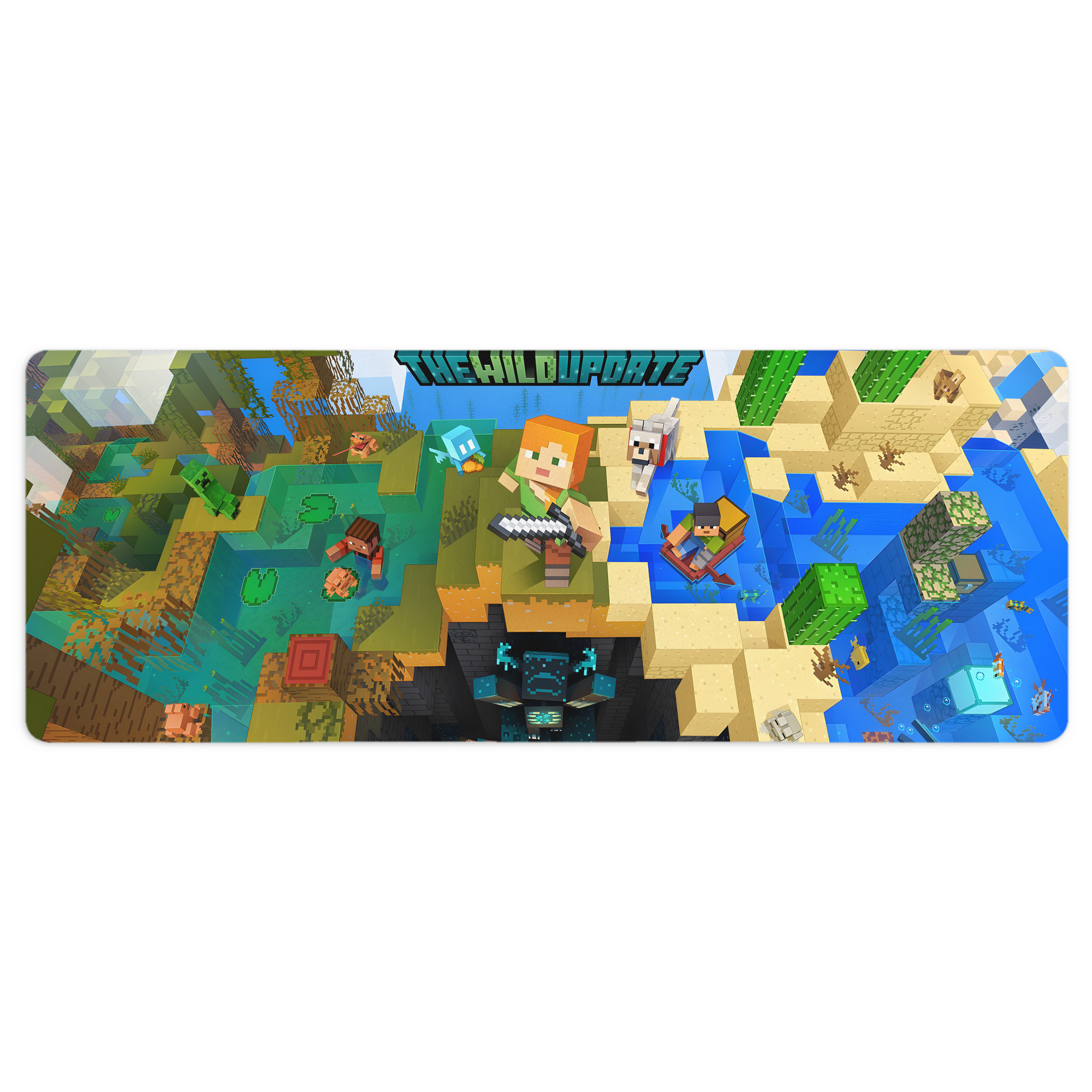 （画像用） マインクラフト ブロックの世界 Minecraft MC Block world ステッチ加工 大判デスクマット／滑り止めマウスパッド