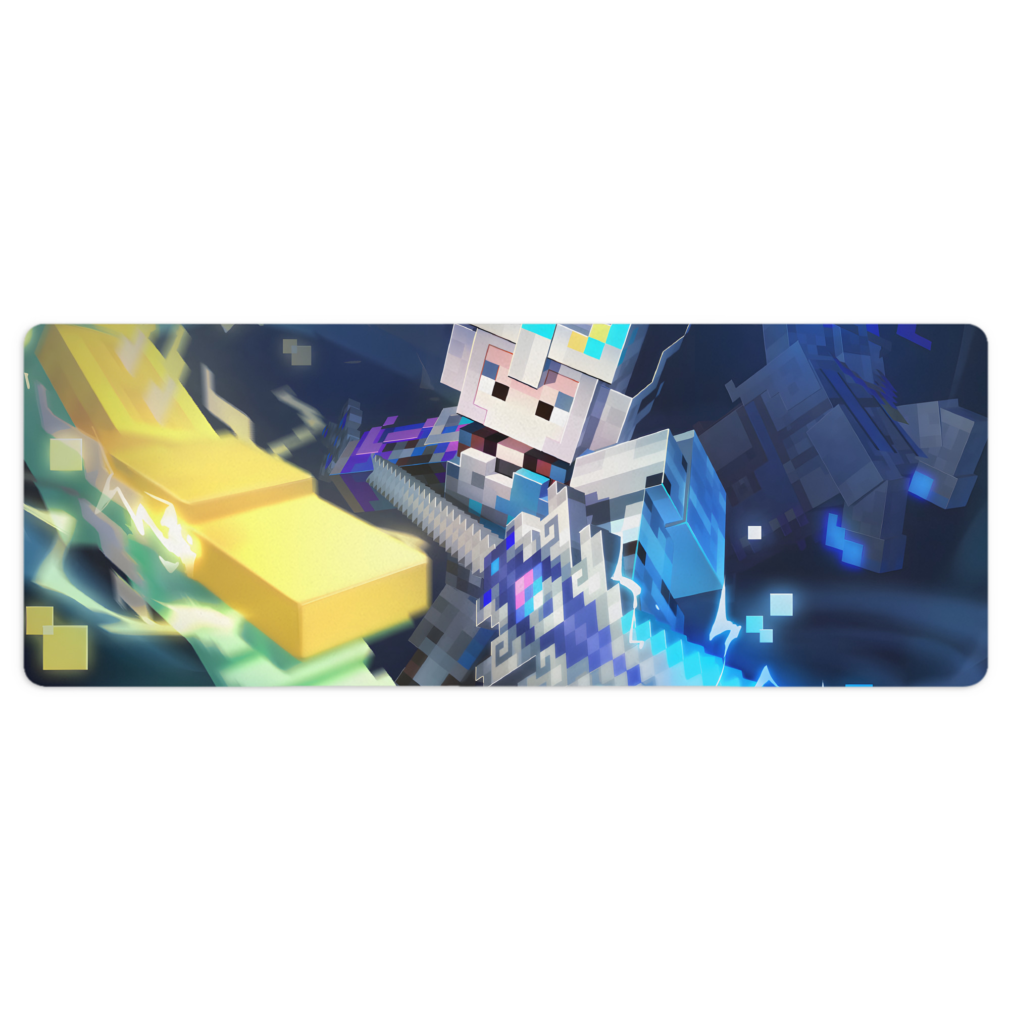 （画像用） マインクラフト ブロックの世界 Minecraft MC Block world ステッチ加工 大判デスクマット／滑り止めマウスパッド
