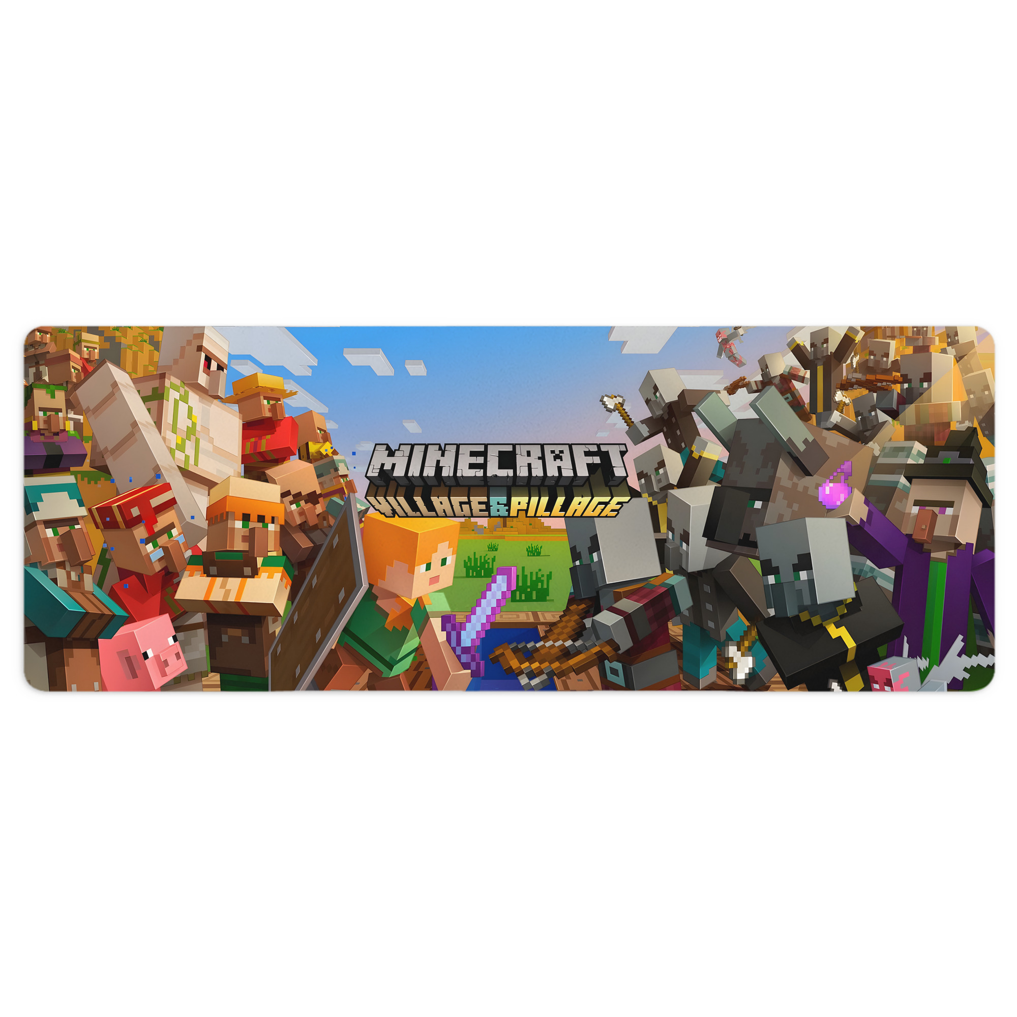 （画像用） マインクラフト ブロックの世界 Minecraft MC Block world ステッチ加工 大判デスクマット／滑り止めマウスパッド