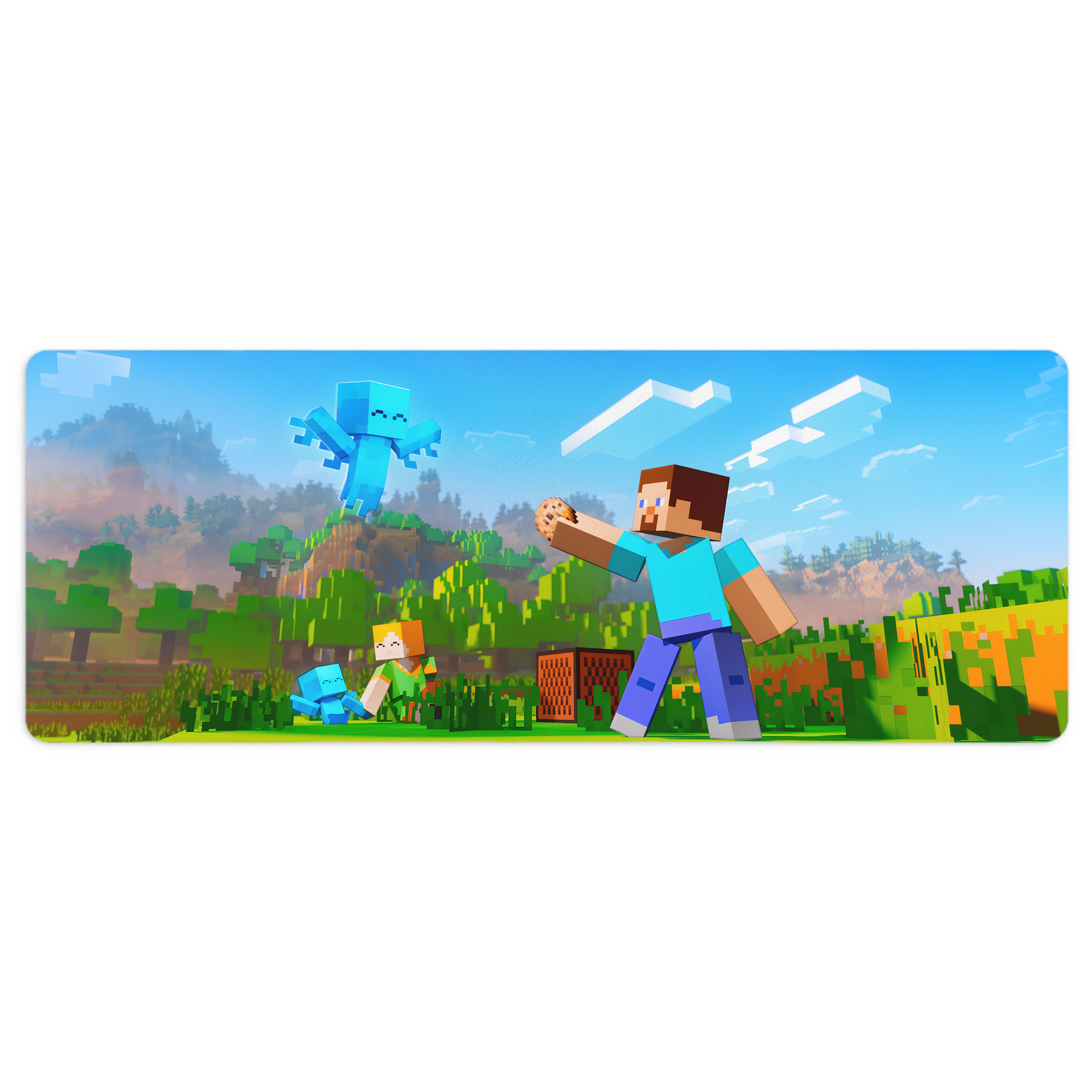 （画像用） マインクラフト ブロックの世界 Minecraft MC Block world ステッチ加工 大判デスクマット／滑り止めマウスパッド