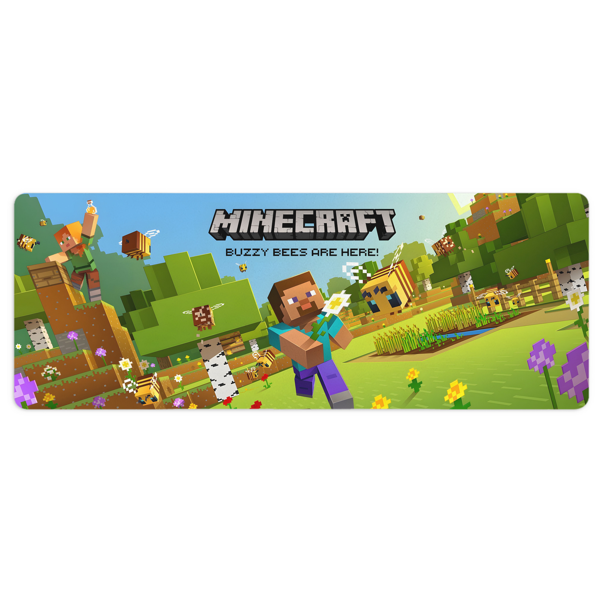 （画像用） マインクラフト ブロックの世界 Minecraft MC Block world ステッチ加工 大判デスクマット／滑り止めマウスパッド