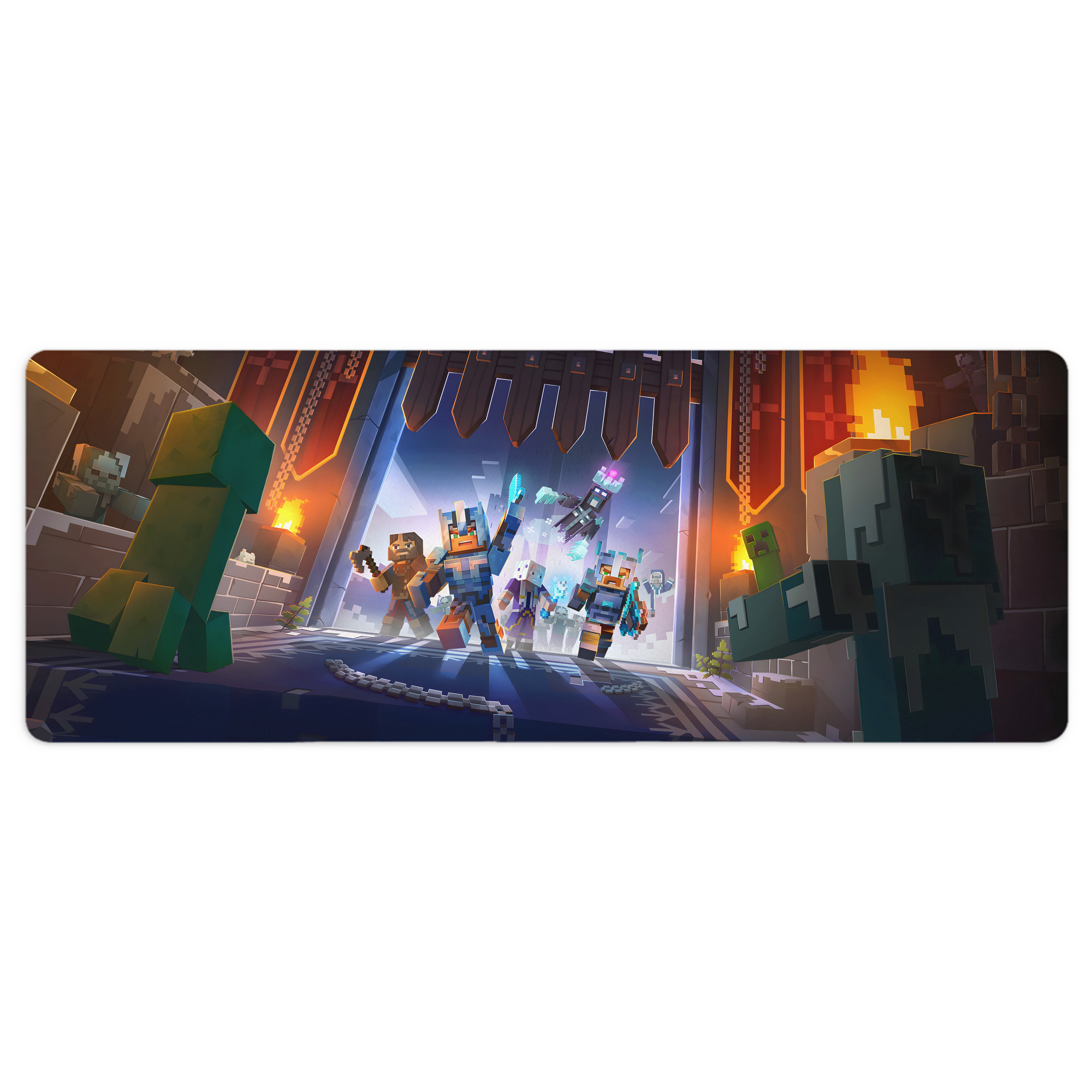 （画像用） マインクラフト ブロックの世界 Minecraft MC Block world ステッチ加工 大判デスクマット／滑り止めマウスパッド