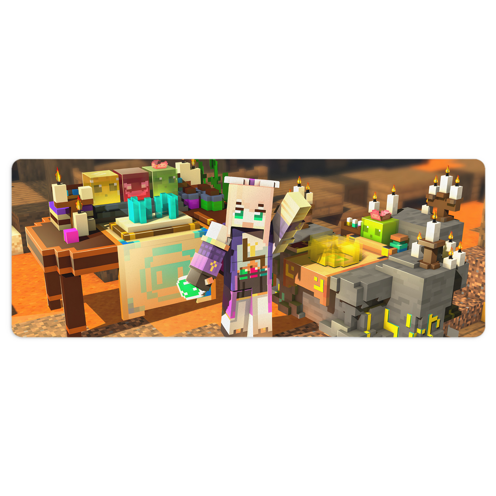 （画像用） マインクラフト ブロックの世界 Minecraft MC Block world ステッチ加工 大判デスクマット／滑り止めマウスパッド