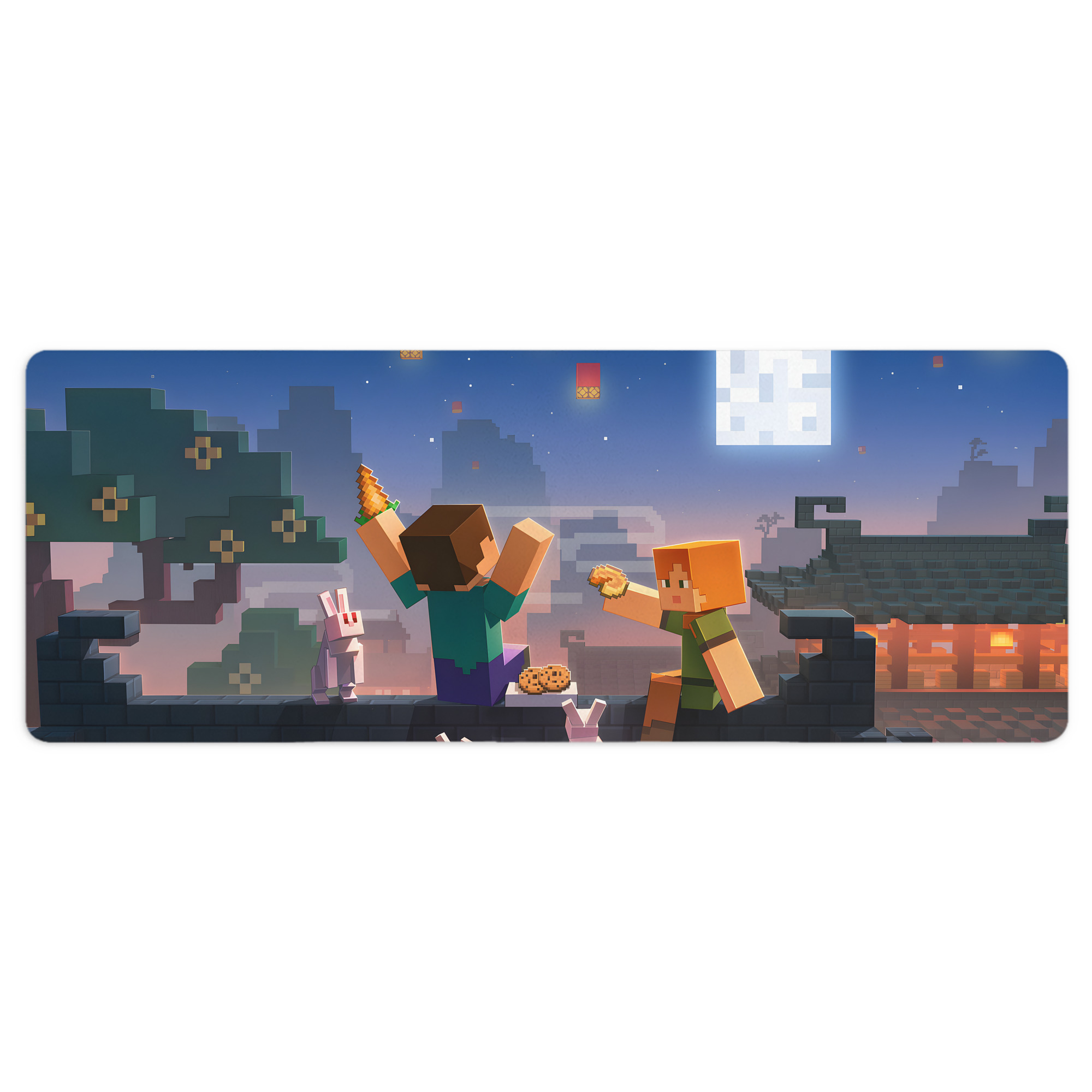 （画像用） マインクラフト ブロックの世界 Minecraft MC Block world ステッチ加工 大判デスクマット／滑り止めマウスパッド