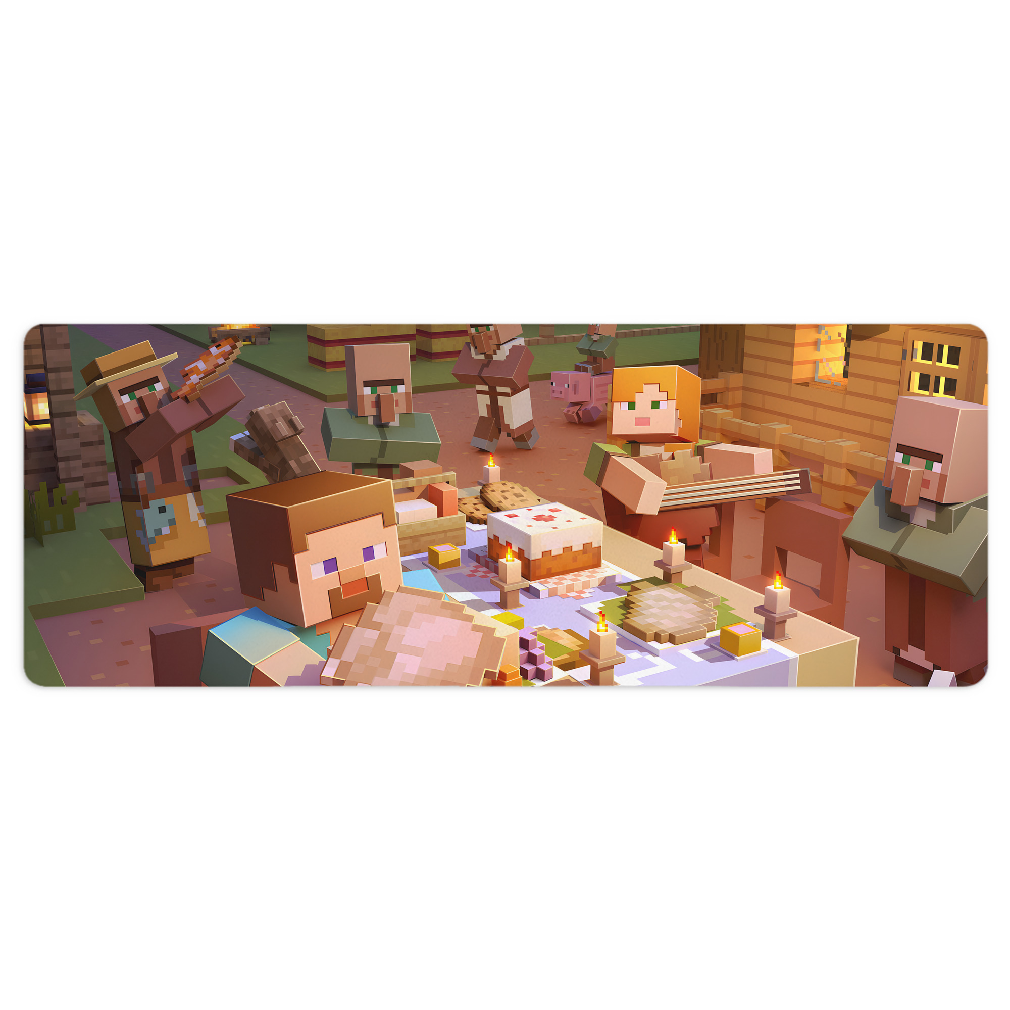（画像用） マインクラフト ブロックの世界 Minecraft MC Block world ステッチ加工 大判デスクマット／滑り止めマウスパッド