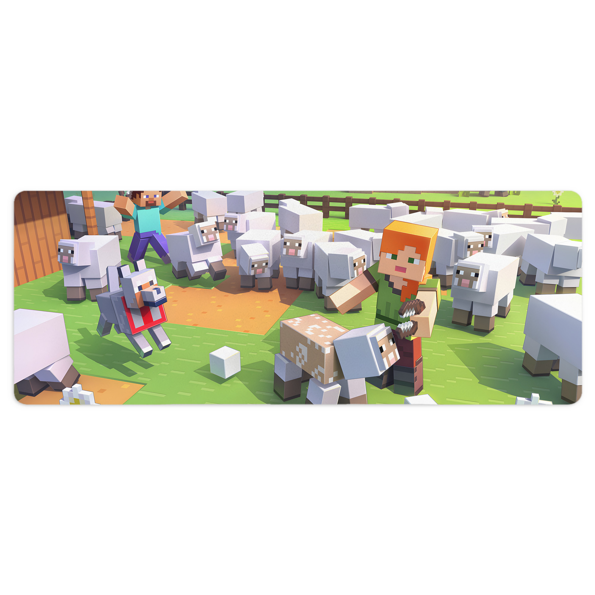 （画像用） マインクラフト ブロックの世界 Minecraft MC Block world ステッチ加工 大判デスクマット／滑り止めマウスパッド