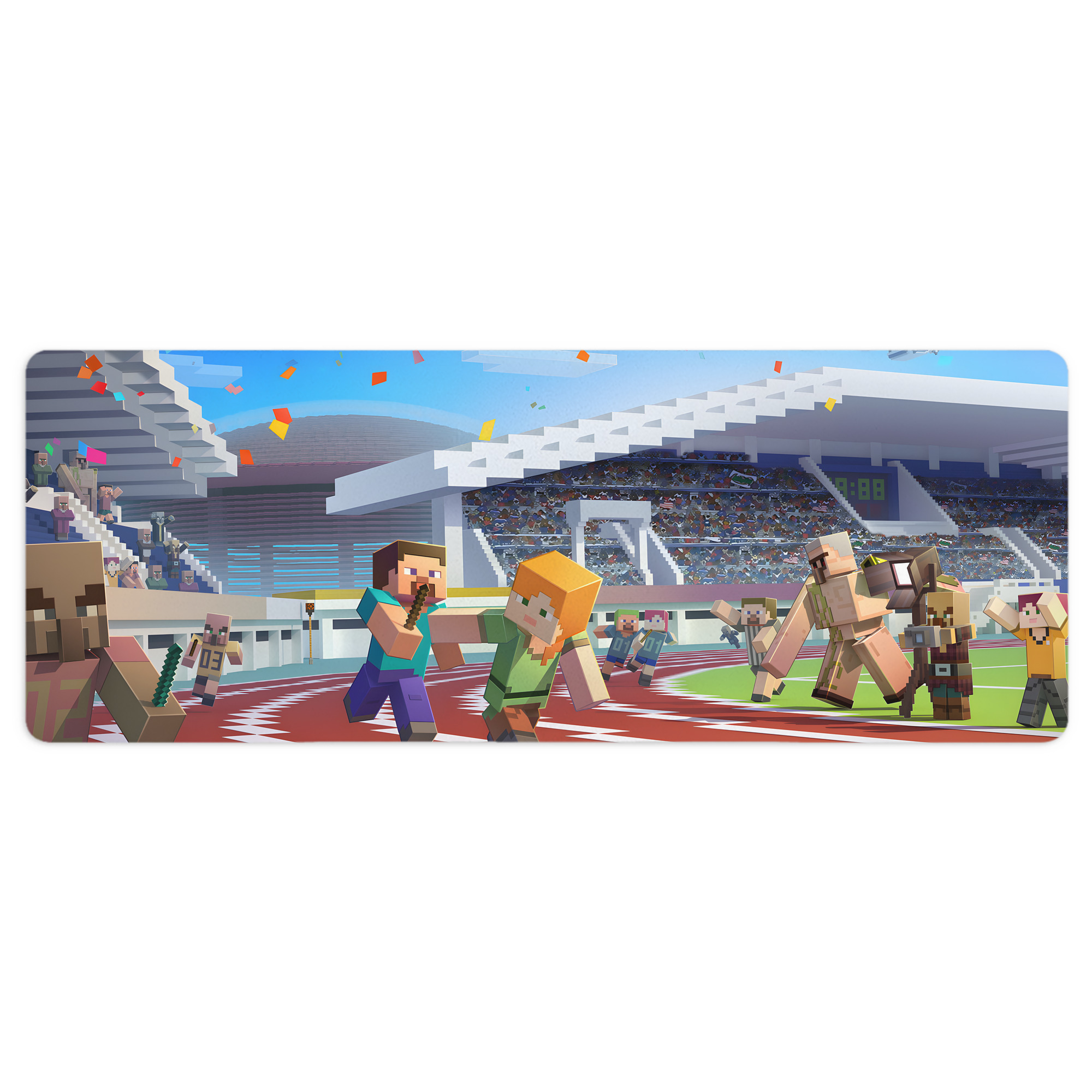 （画像用） マインクラフト ブロックの世界 Minecraft MC Block world ステッチ加工 大判デスクマット／滑り止めマウスパッド