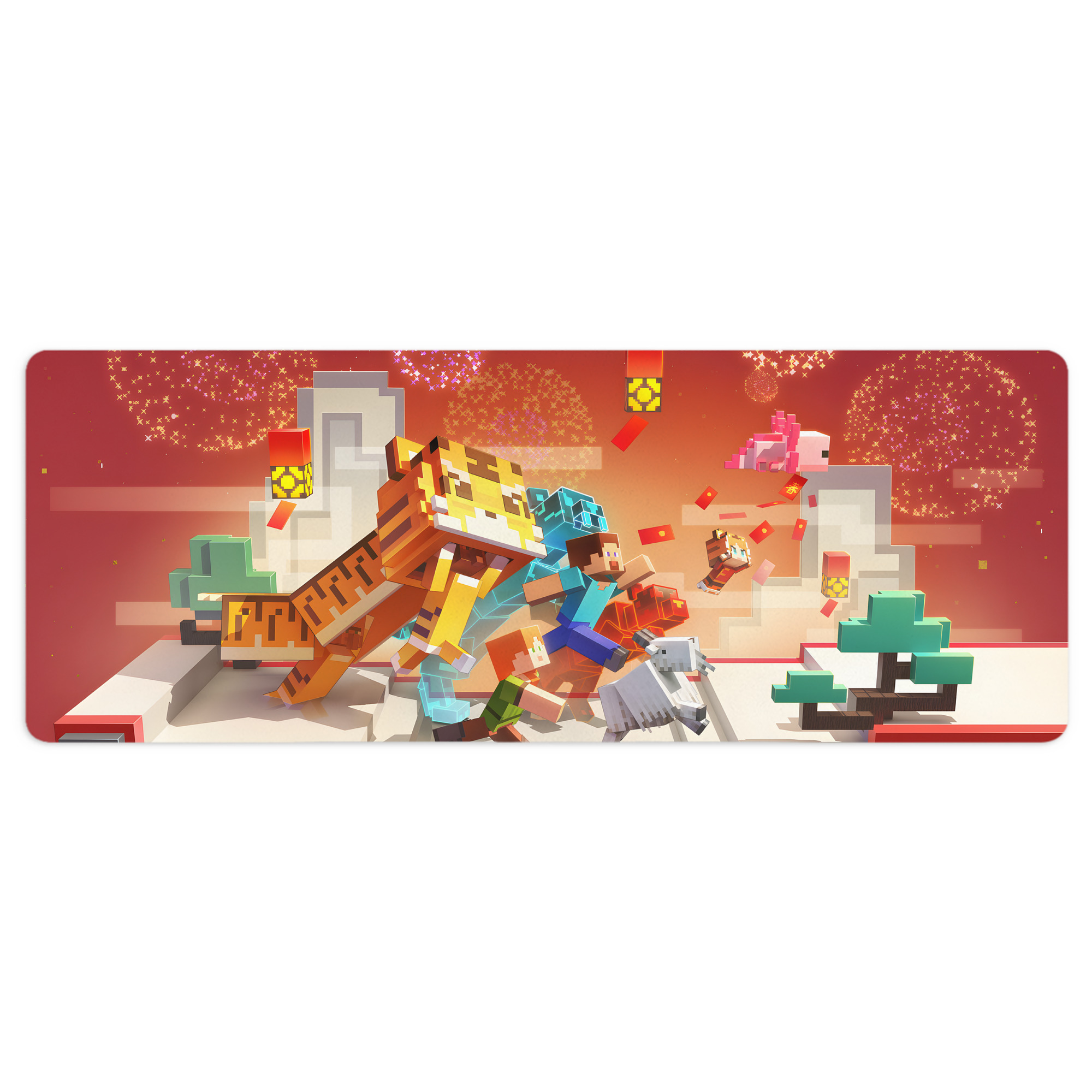 （画像用） マインクラフト ブロックの世界 Minecraft MC Block world ステッチ加工 大判デスクマット／滑り止めマウスパッド