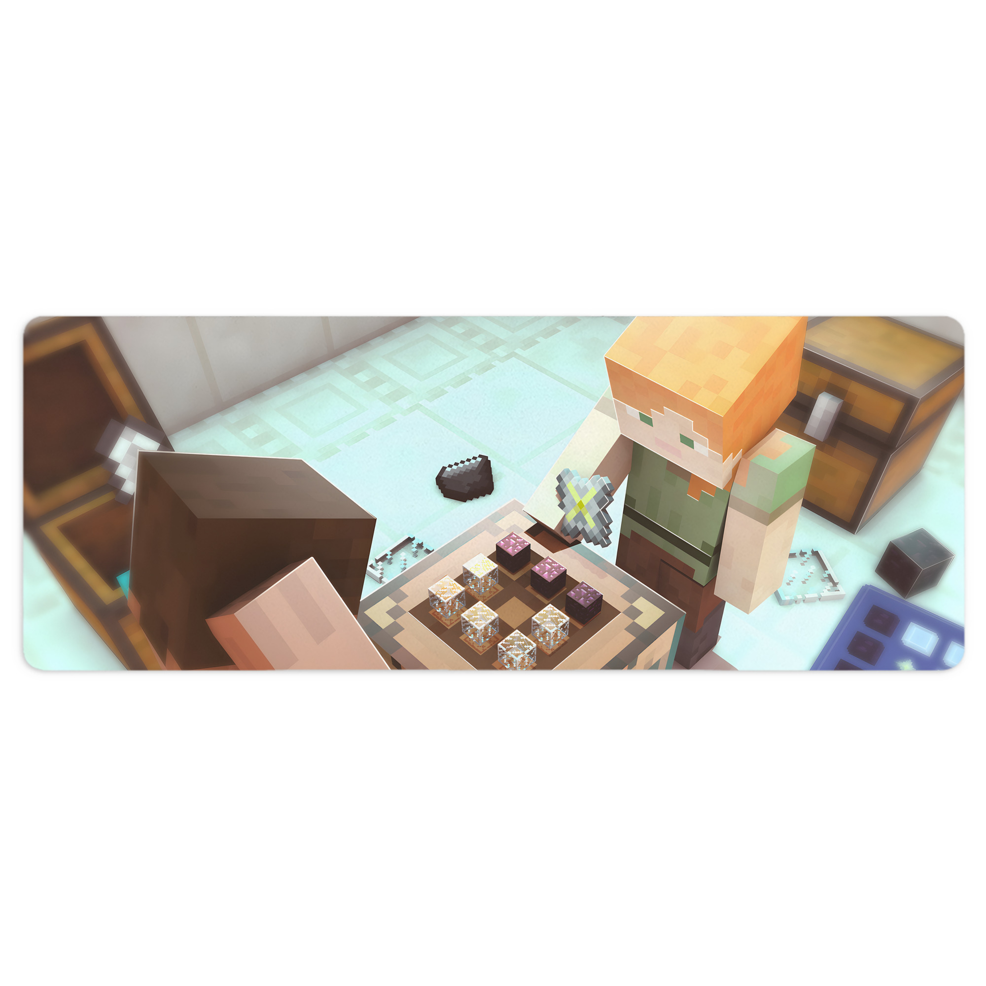 （画像用） マインクラフト ブロックの世界 Minecraft MC Block world ステッチ加工 大判デスクマット／滑り止めマウスパッド