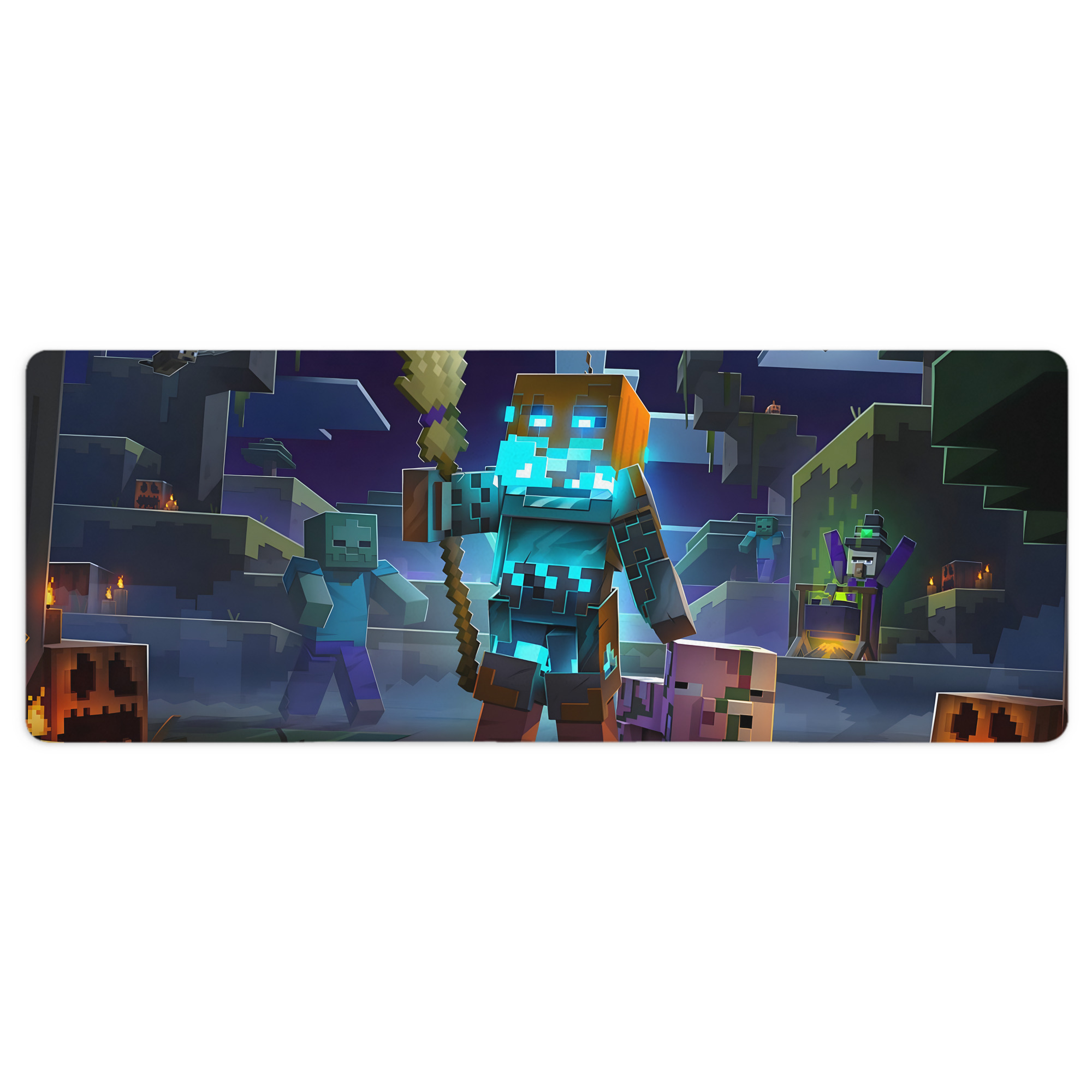 （画像用） マインクラフト ブロックの世界 Minecraft MC Block world ステッチ加工 大判デスクマット／滑り止めマウスパッド