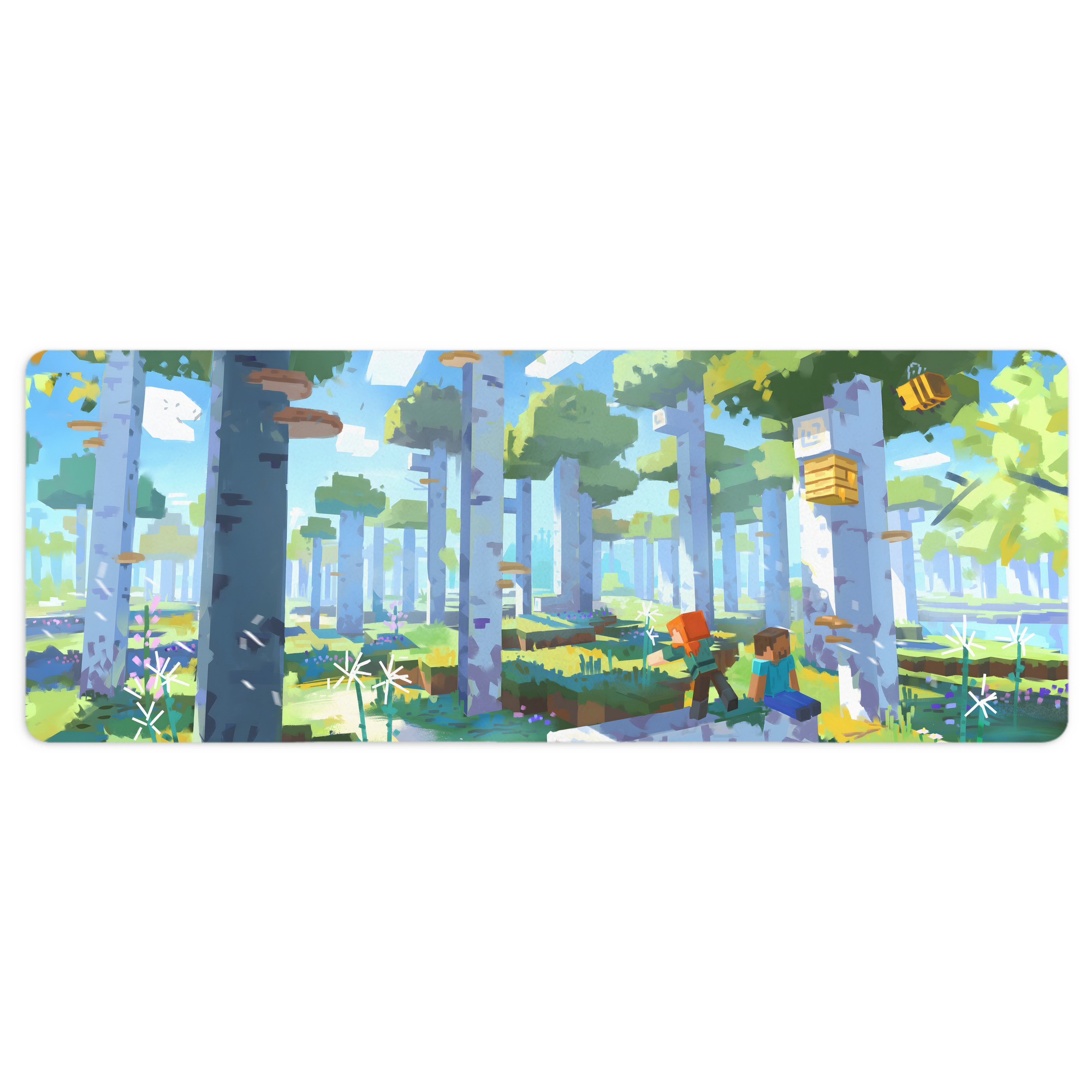 （画像用） マインクラフト ブロックの世界 Minecraft MC Block world ステッチ加工 大判デスクマット／滑り止めマウスパッド