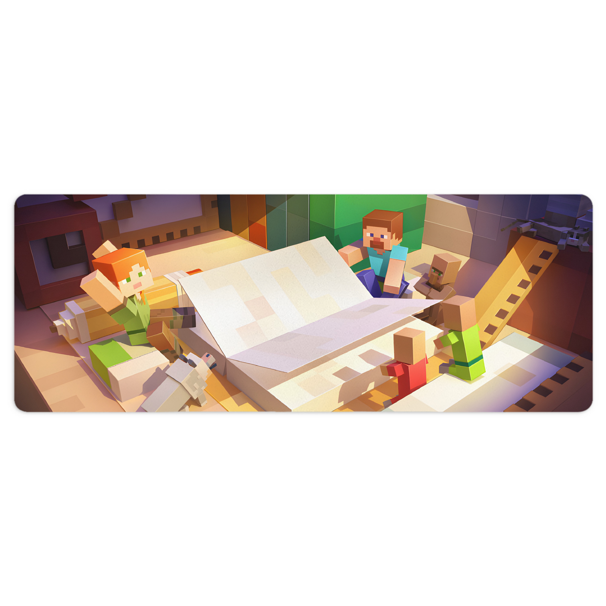 （画像用） マインクラフト ブロックの世界 Minecraft MC Block world ステッチ加工 大判デスクマット／滑り止めマウスパッド