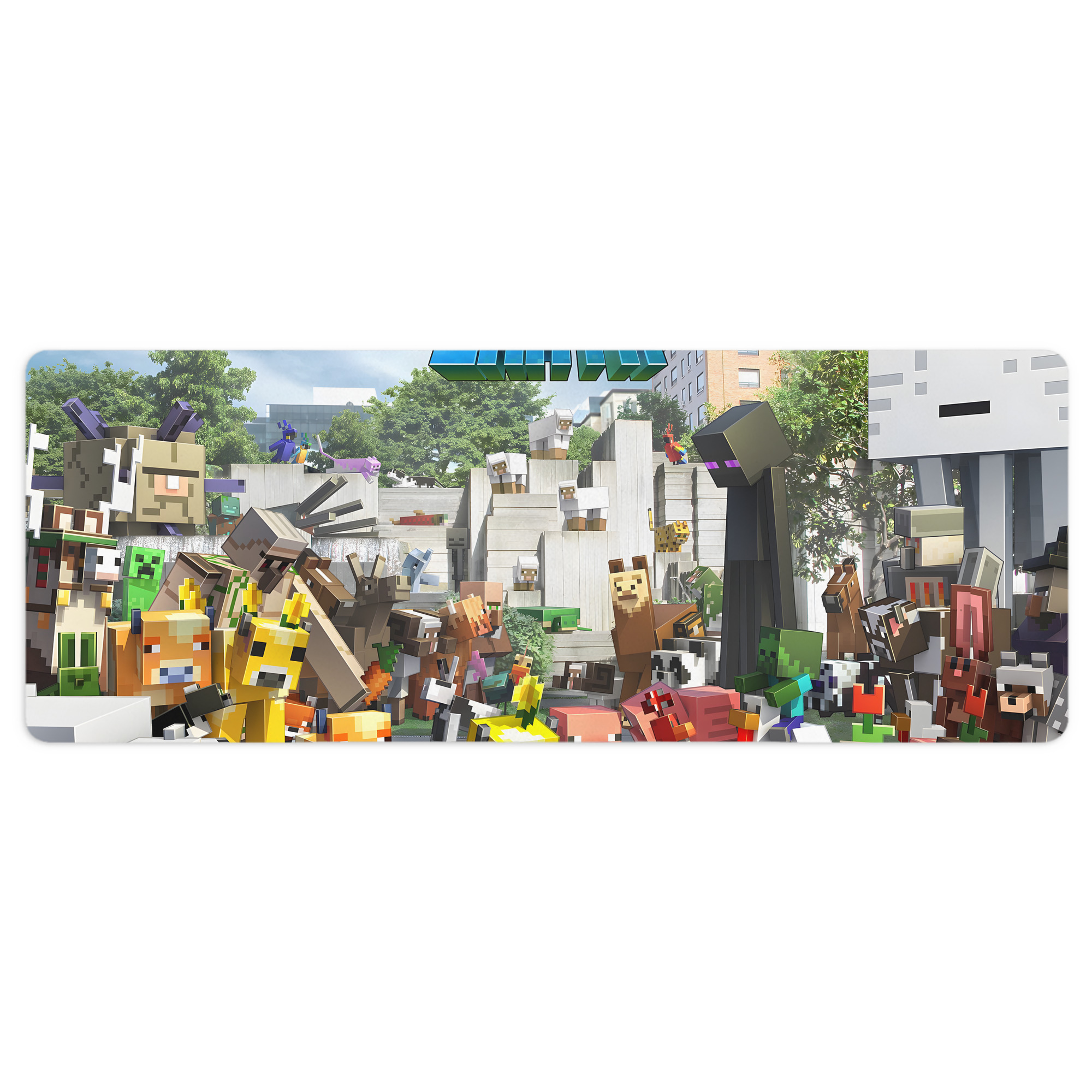 （画像用） マインクラフト ブロックの世界 Minecraft MC Block world ステッチ加工 大判デスクマット／滑り止めマウスパッド