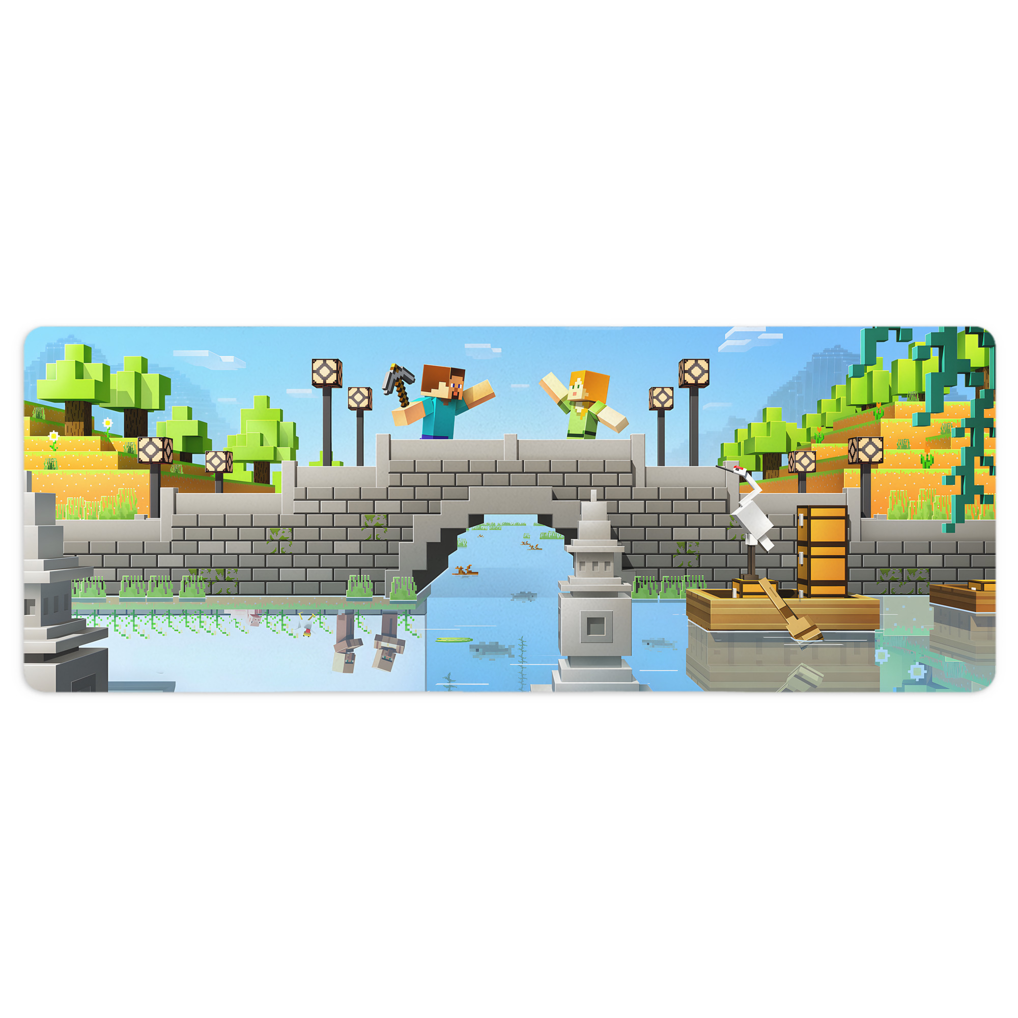 （画像用） マインクラフト ブロックの世界 Minecraft MC Block world ステッチ加工 大判デスクマット／滑り止めマウスパッド