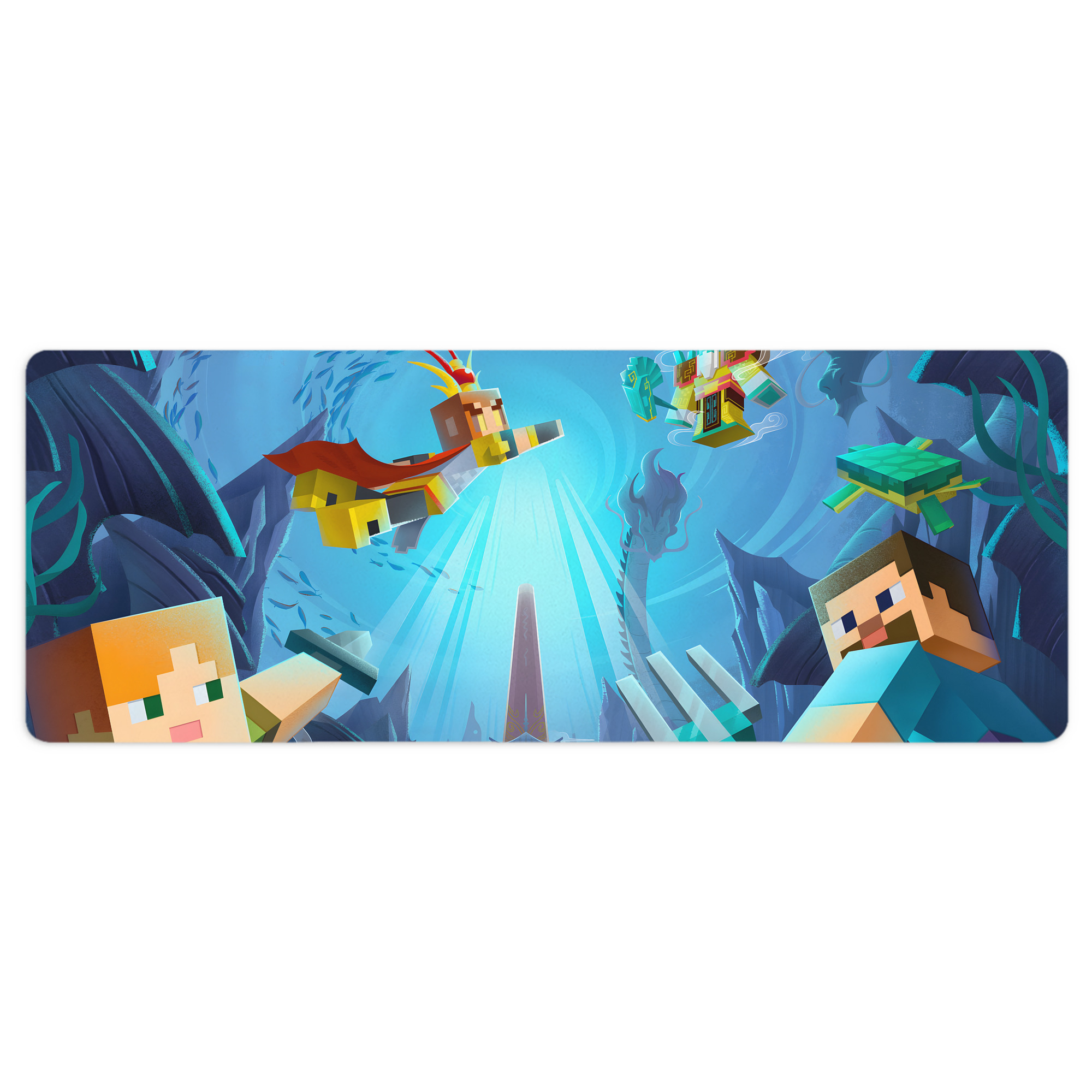 （画像用） マインクラフト ブロックの世界 Minecraft MC Block world ステッチ加工 大判デスクマット／滑り止めマウスパッド