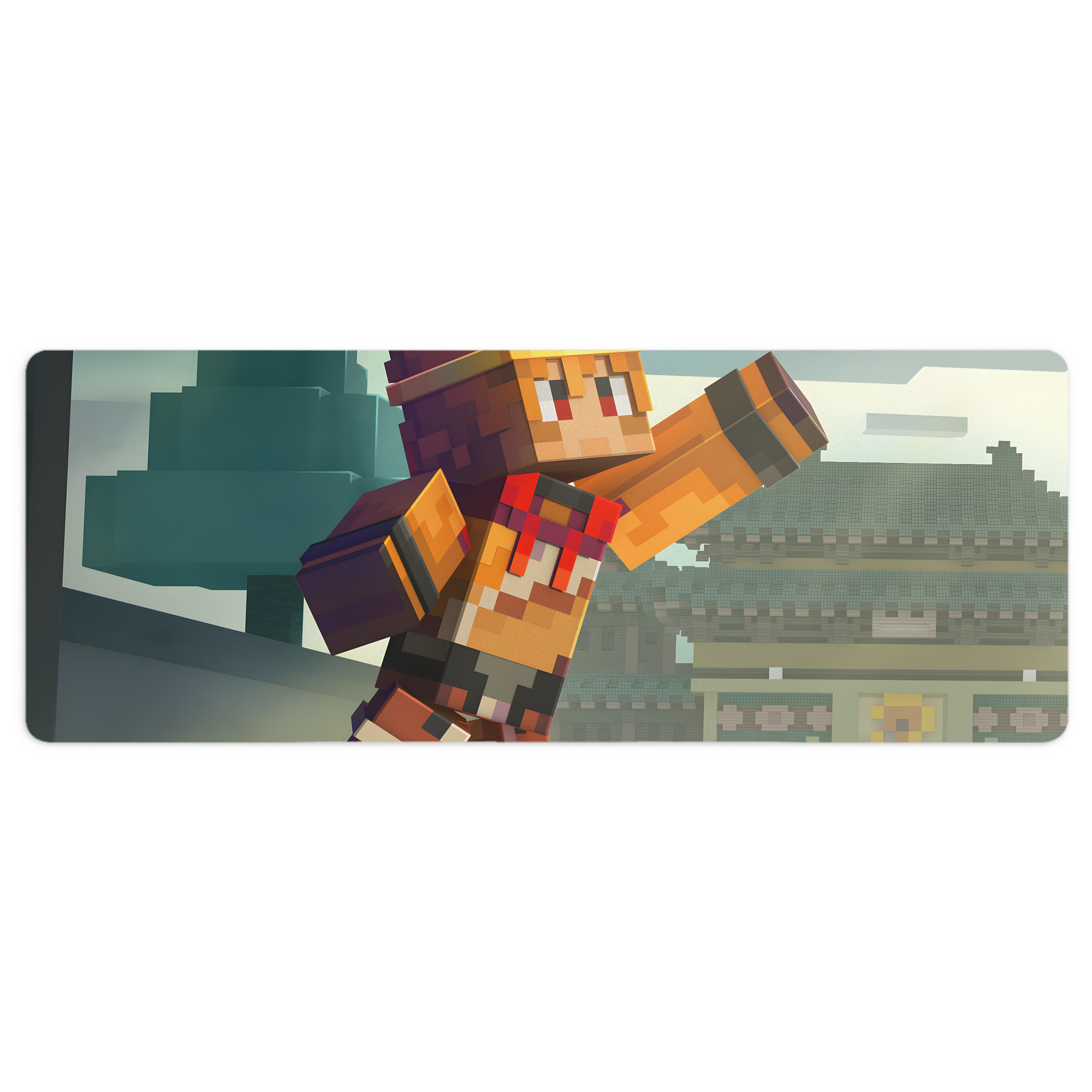 （画像用） マインクラフト ブロックの世界 Minecraft MC Block world ステッチ加工 大判デスクマット／滑り止めマウスパッド