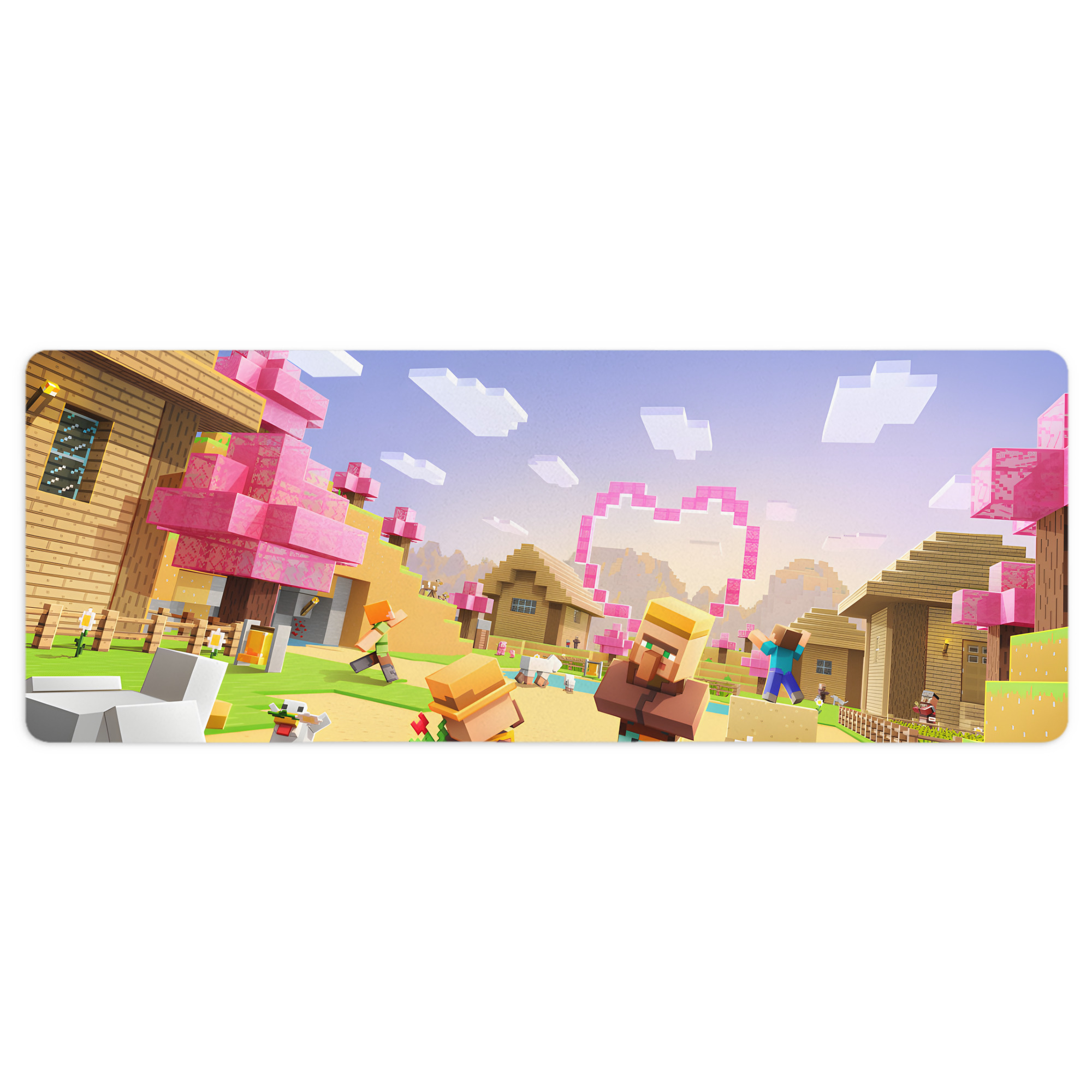 （画像用） マインクラフト ブロックの世界 Minecraft MC Block world ステッチ加工 大判デスクマット／滑り止めマウスパッド