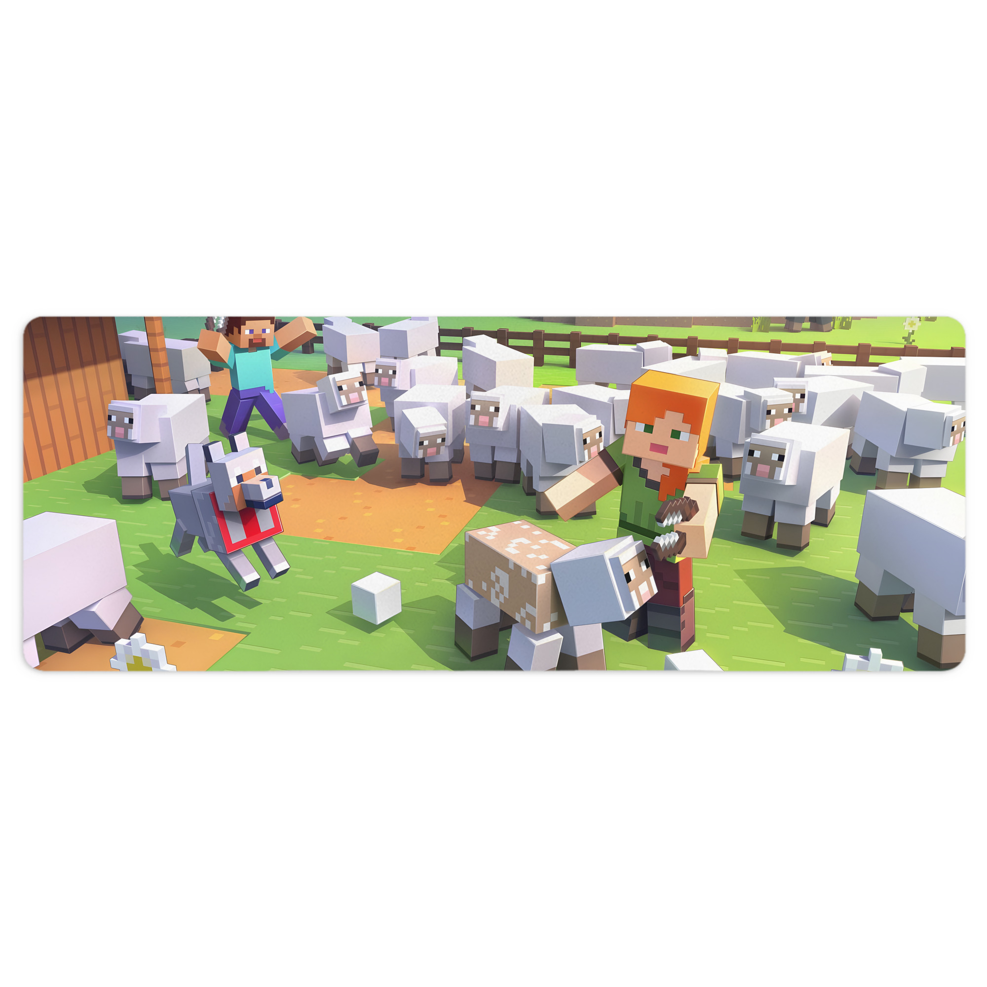 （画像用） マインクラフト ブロックの世界 Minecraft MC Block world ステッチ加工 大判デスクマット／滑り止めマウスパッド
