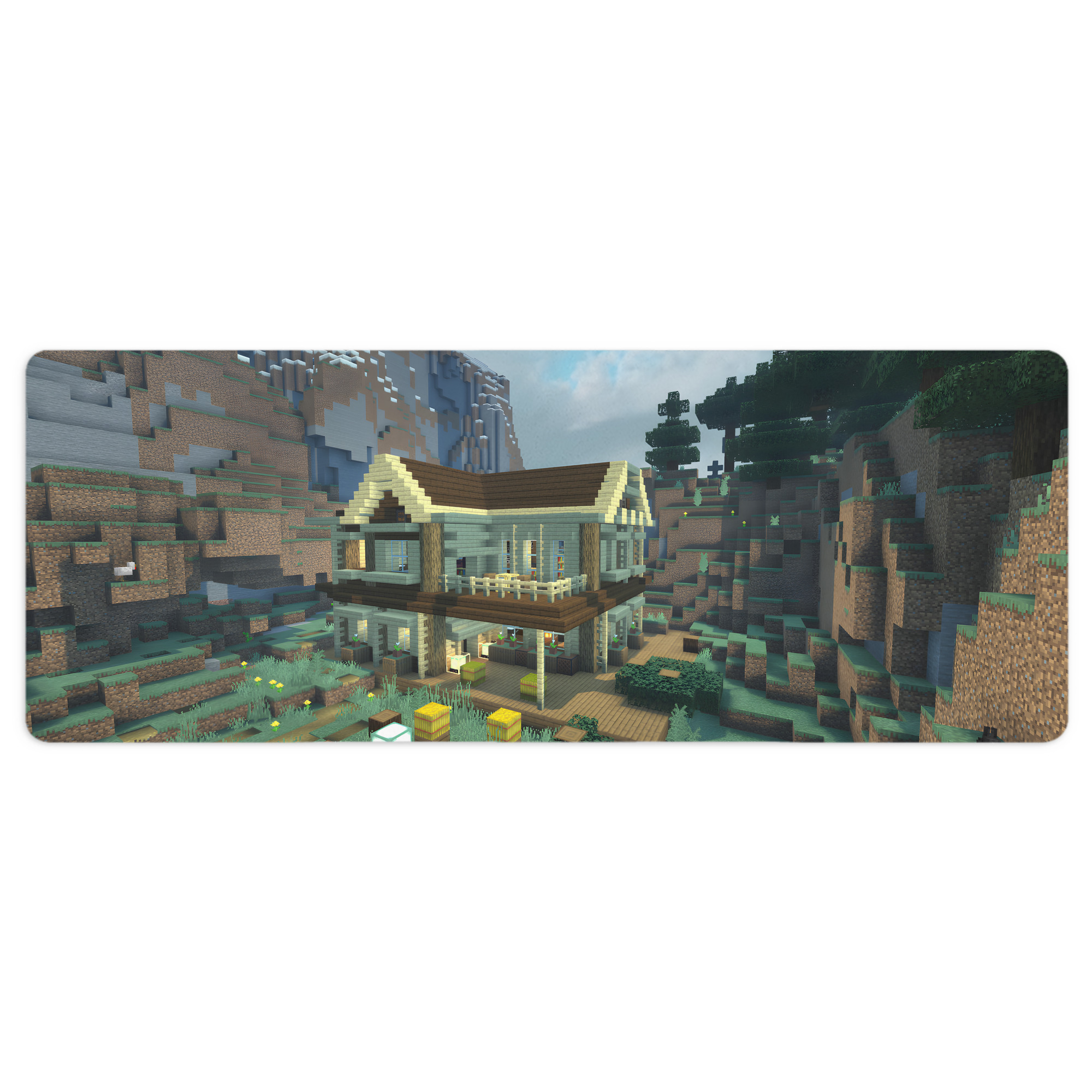 （画像用） マインクラフト ブロックの世界 Minecraft MC Block world ステッチ加工 大判デスクマット／滑り止めマウスパッド