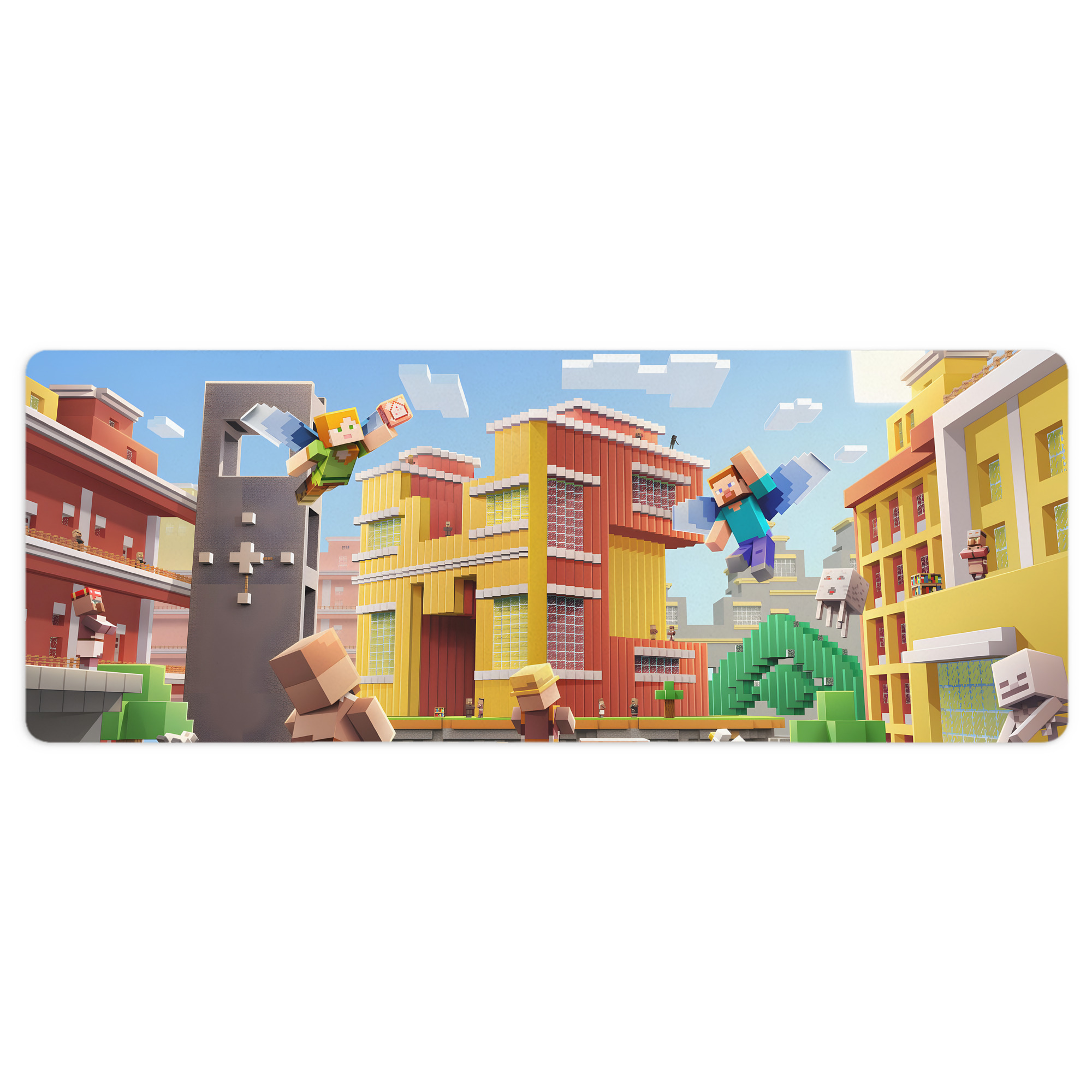 （画像用） マインクラフト ブロックの世界 Minecraft MC Block world ステッチ加工 大判デスクマット／滑り止めマウスパッド
