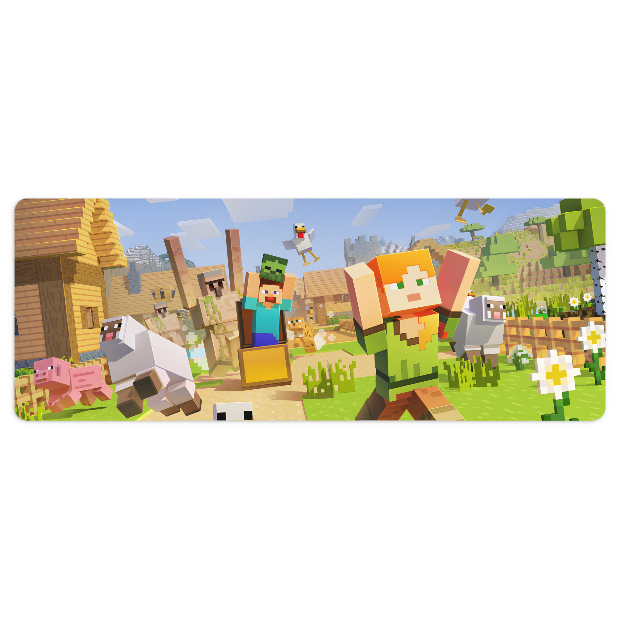 （画像用） マインクラフト ブロックの世界 Minecraft MC Block world ステッチ加工 大判デスクマット／滑り止めマウスパッド