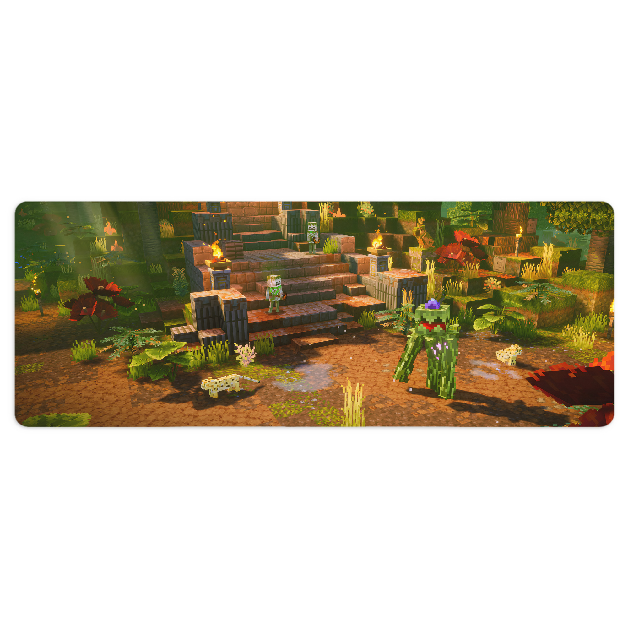 （画像用） マインクラフト ブロックの世界 Minecraft MC Block world ステッチ加工 大判デスクマット／滑り止めマウスパッド