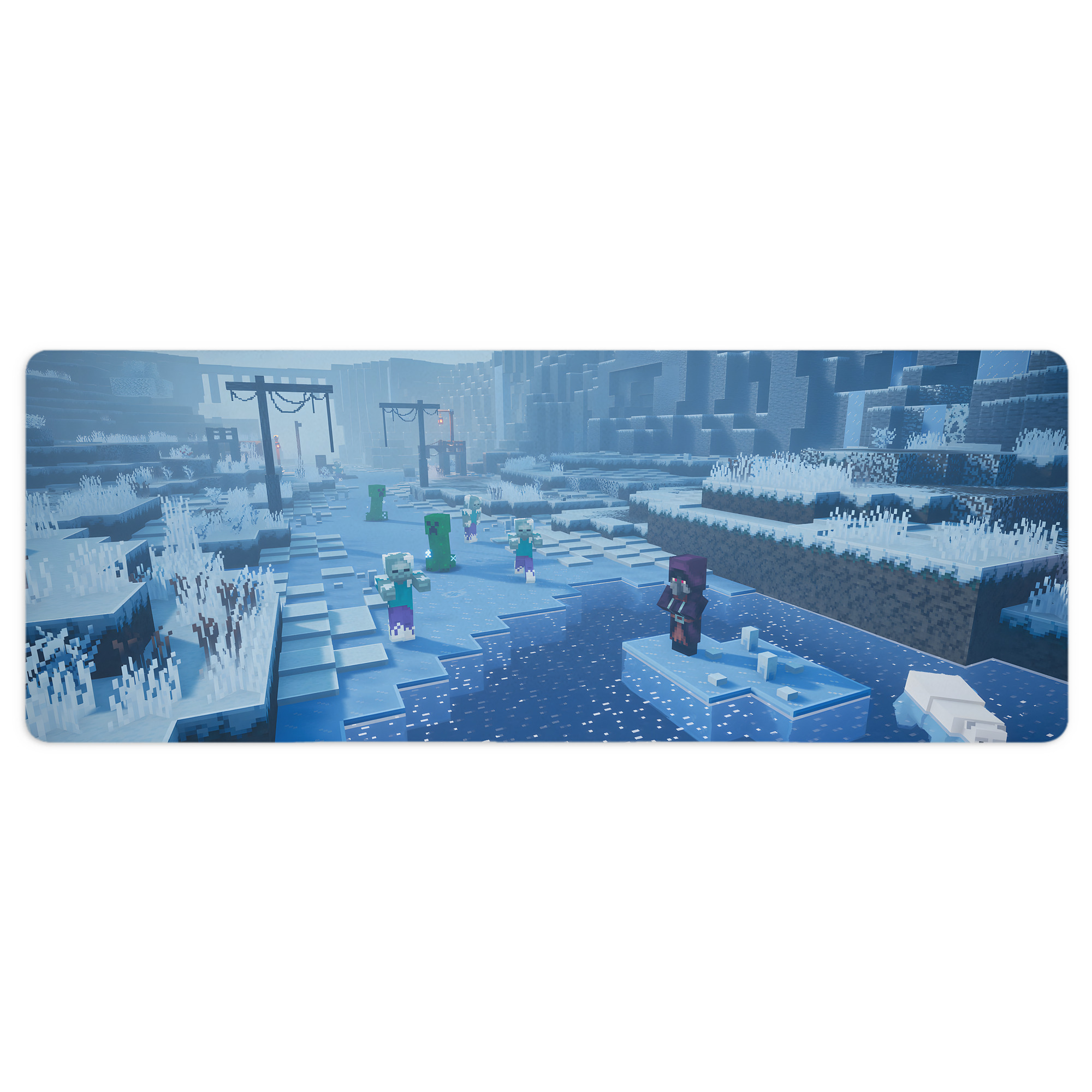 （画像用） マインクラフト ブロックの世界 Minecraft MC Block world ステッチ加工 大判デスクマット／滑り止めマウスパッド