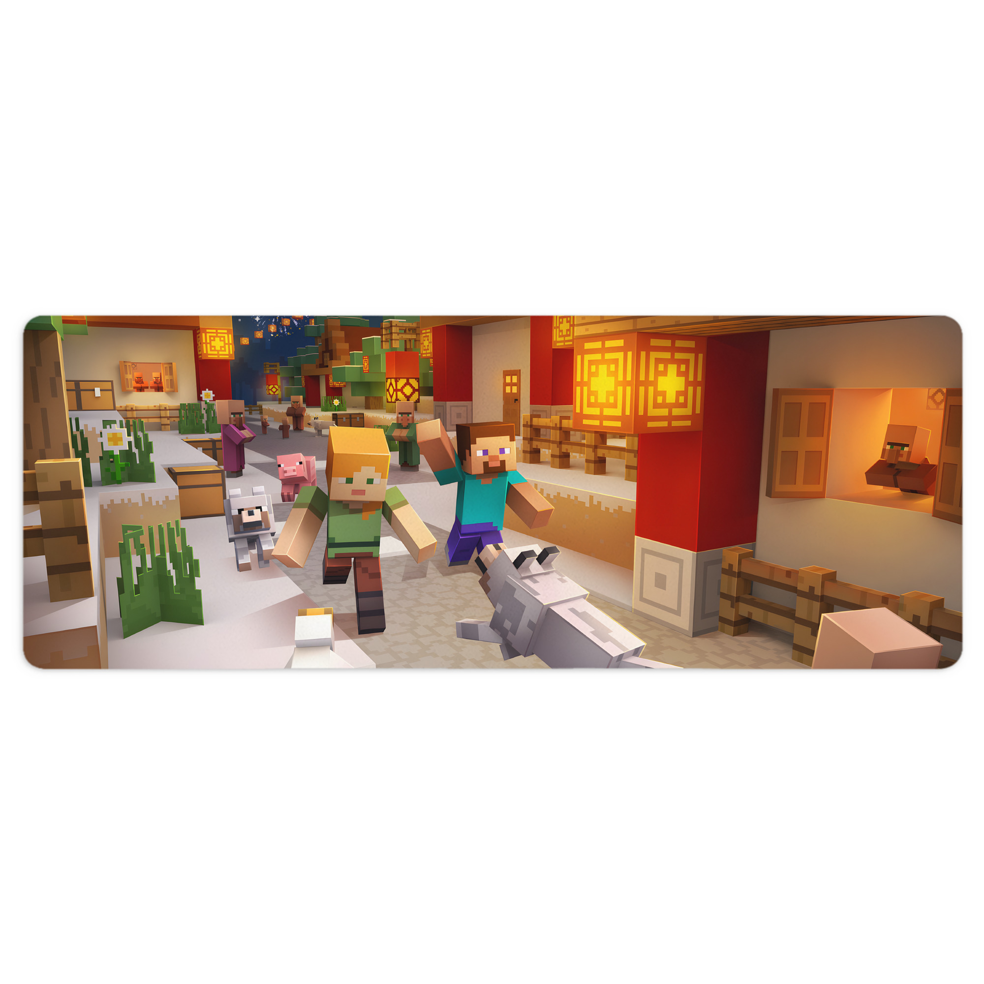 （画像用） マインクラフト ブロックの世界 Minecraft MC Block world ステッチ加工 大判デスクマット／滑り止めマウスパッド