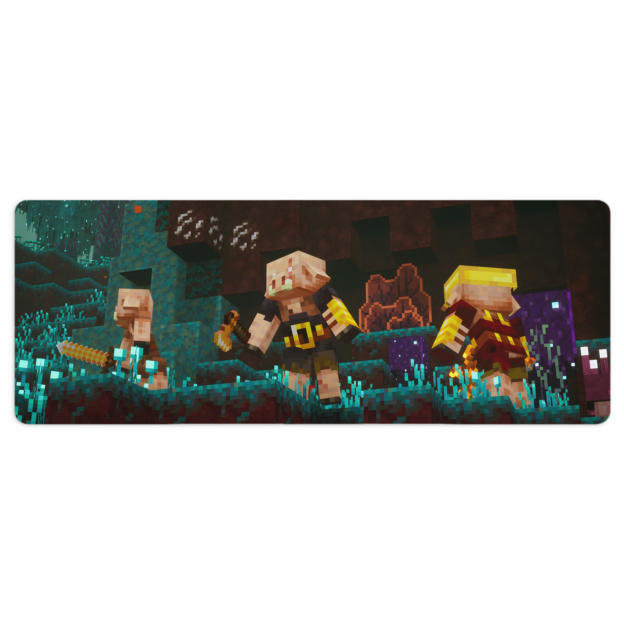 （画像用） マインクラフト ブロックの世界 Minecraft MC Block world ステッチ加工 大判デスクマット／滑り止めマウスパッド