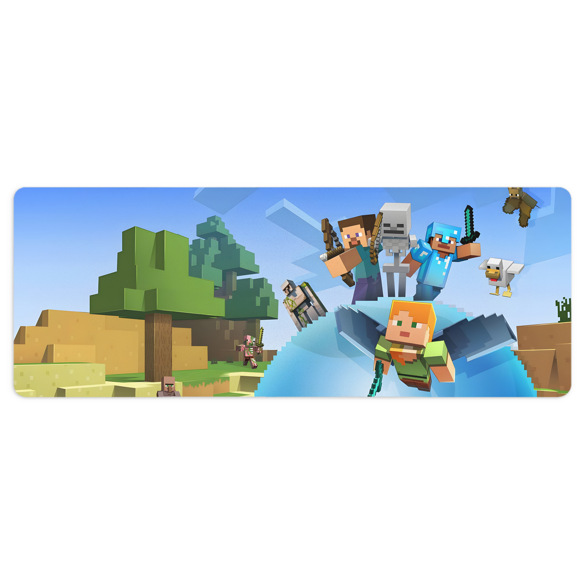（画像用） マインクラフト ブロックの世界 Minecraft MC Block world ステッチ加工 大判デスクマット／滑り止めマウスパッド