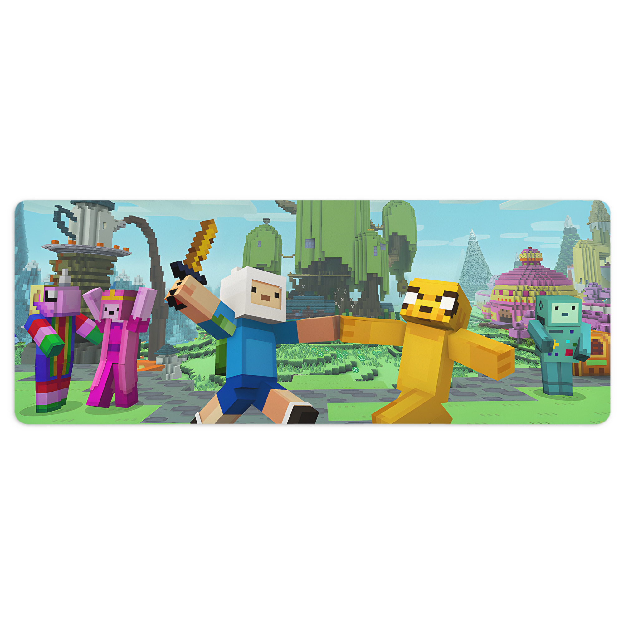 （画像用） マインクラフト ブロックの世界 Minecraft MC Block world ステッチ加工 大判デスクマット／滑り止めマウスパッド