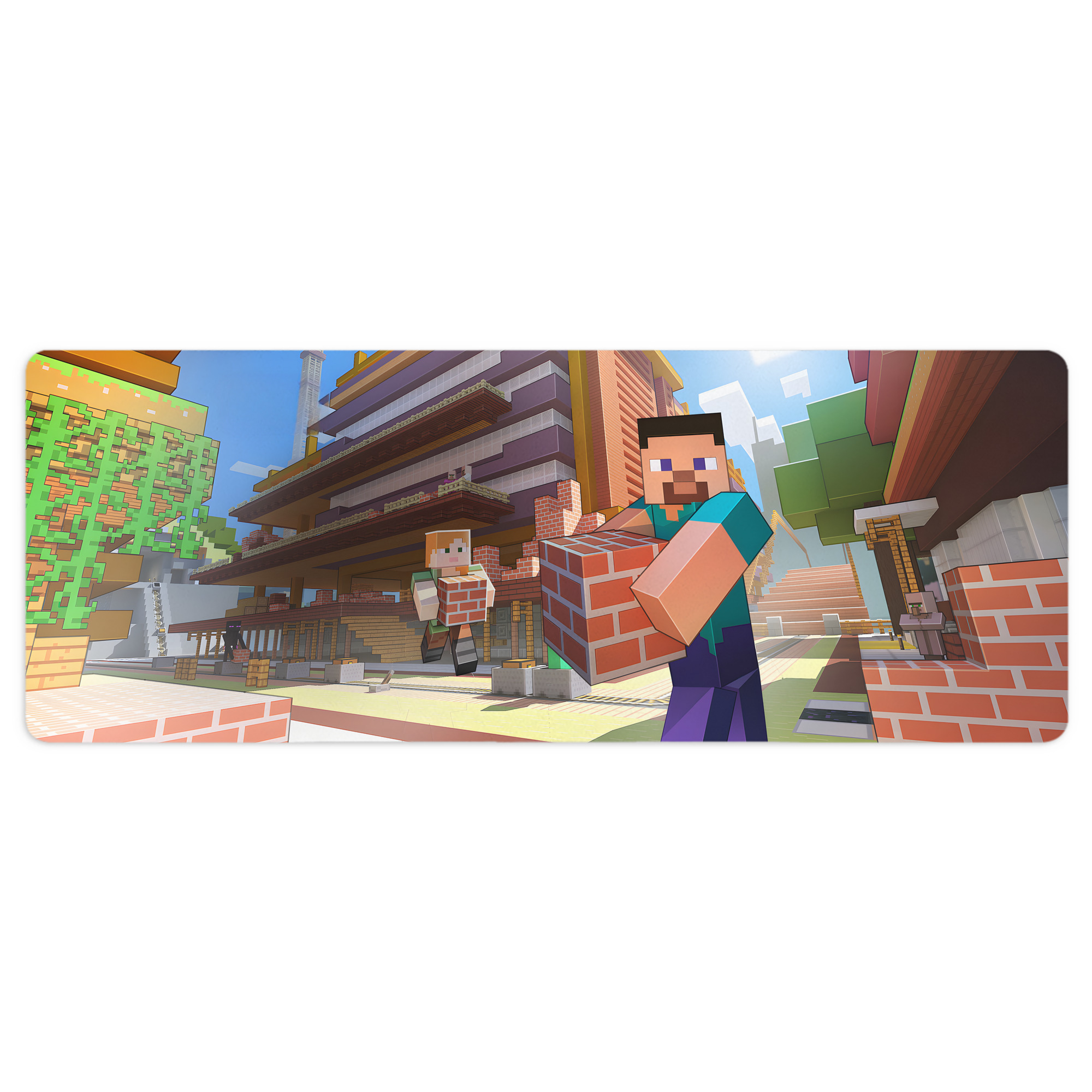 （画像用） マインクラフト ブロックの世界 Minecraft MC Block world ステッチ加工 大判デスクマット／滑り止めマウスパッド