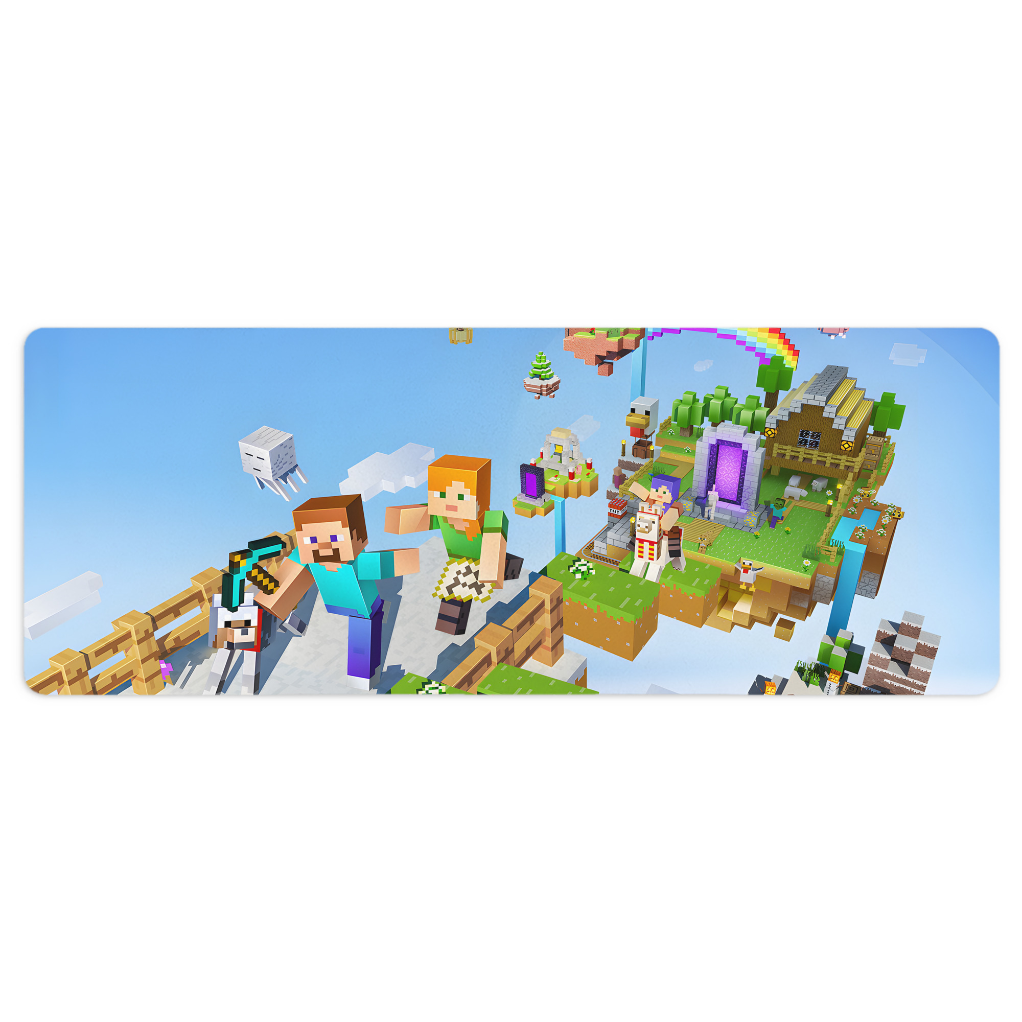 （画像用） マインクラフト ブロックの世界 Minecraft MC Block world ステッチ加工 大判デスクマット／滑り止めマウスパッド