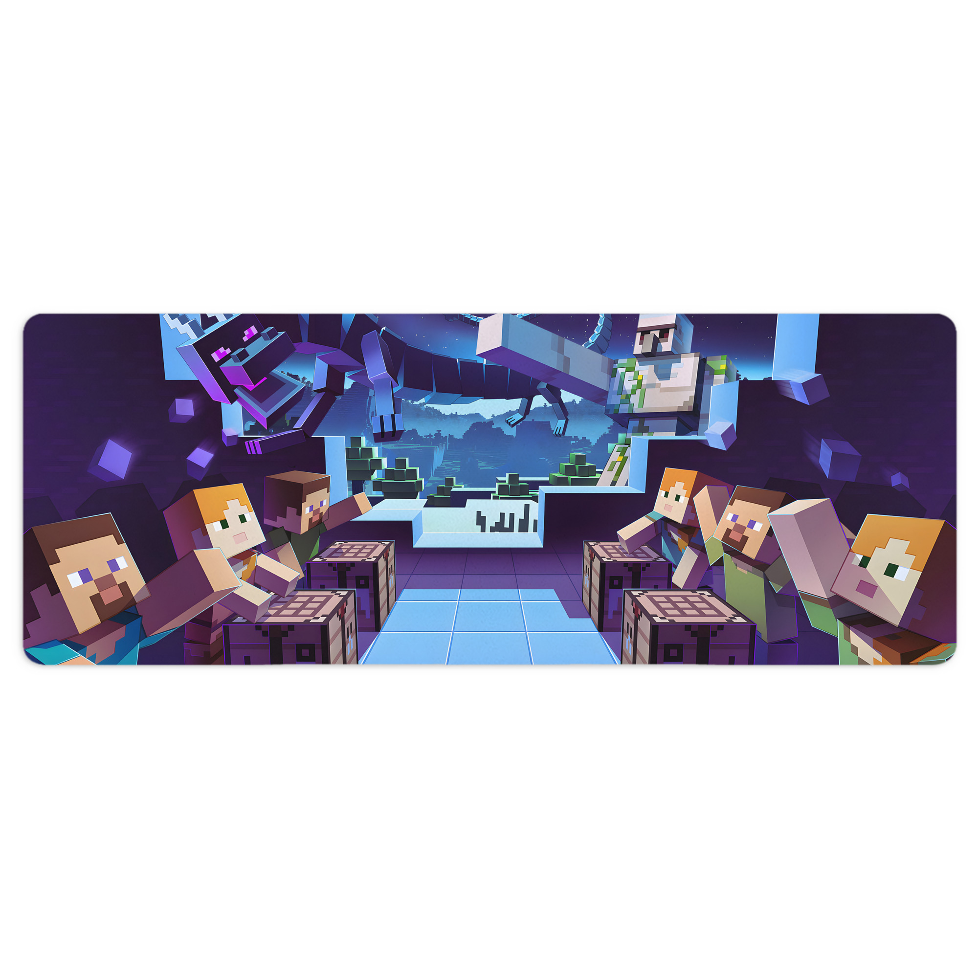 （画像用） マインクラフト ブロックの世界 Minecraft MC Block world ステッチ加工 大判デスクマット／滑り止めマウスパッド