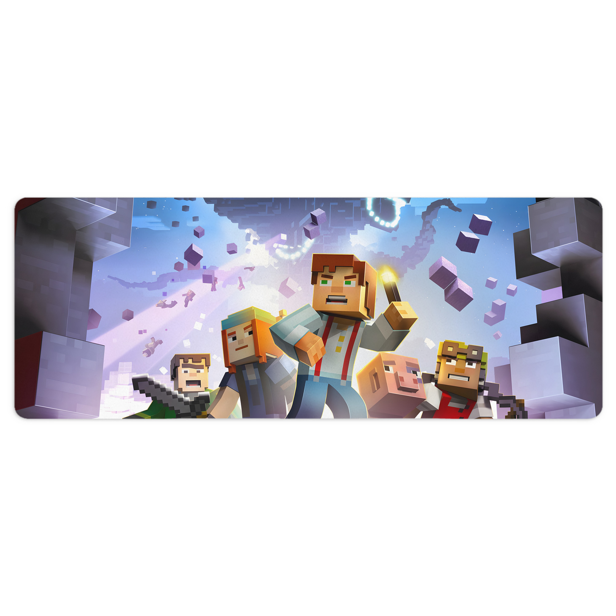 （画像用） マインクラフト ブロックの世界 Minecraft MC Block world ステッチ加工 大判デスクマット／滑り止めマウスパッド