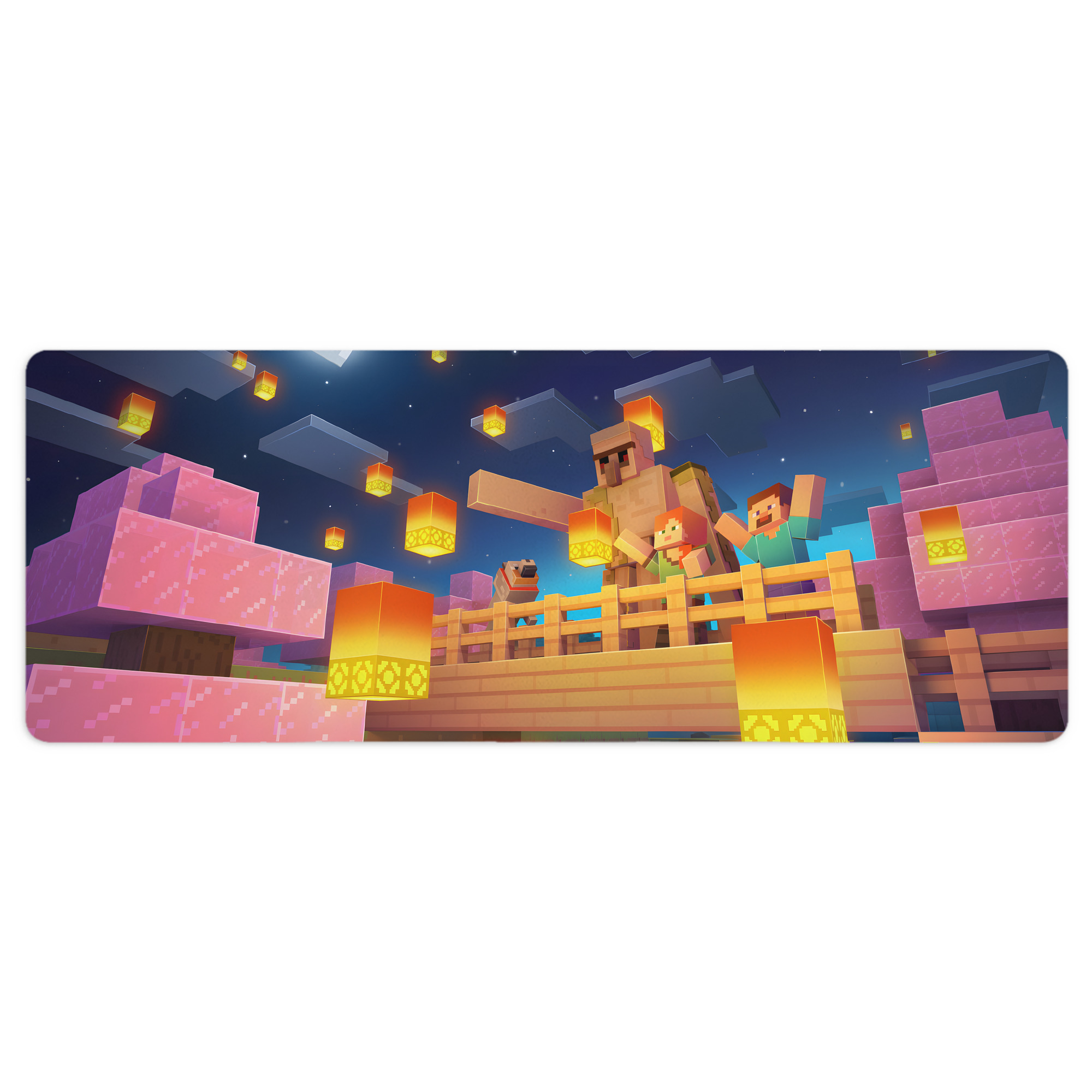 （画像用） マインクラフト ブロックの世界 Minecraft MC Block world ステッチ加工 大判デスクマット／滑り止めマウスパッド