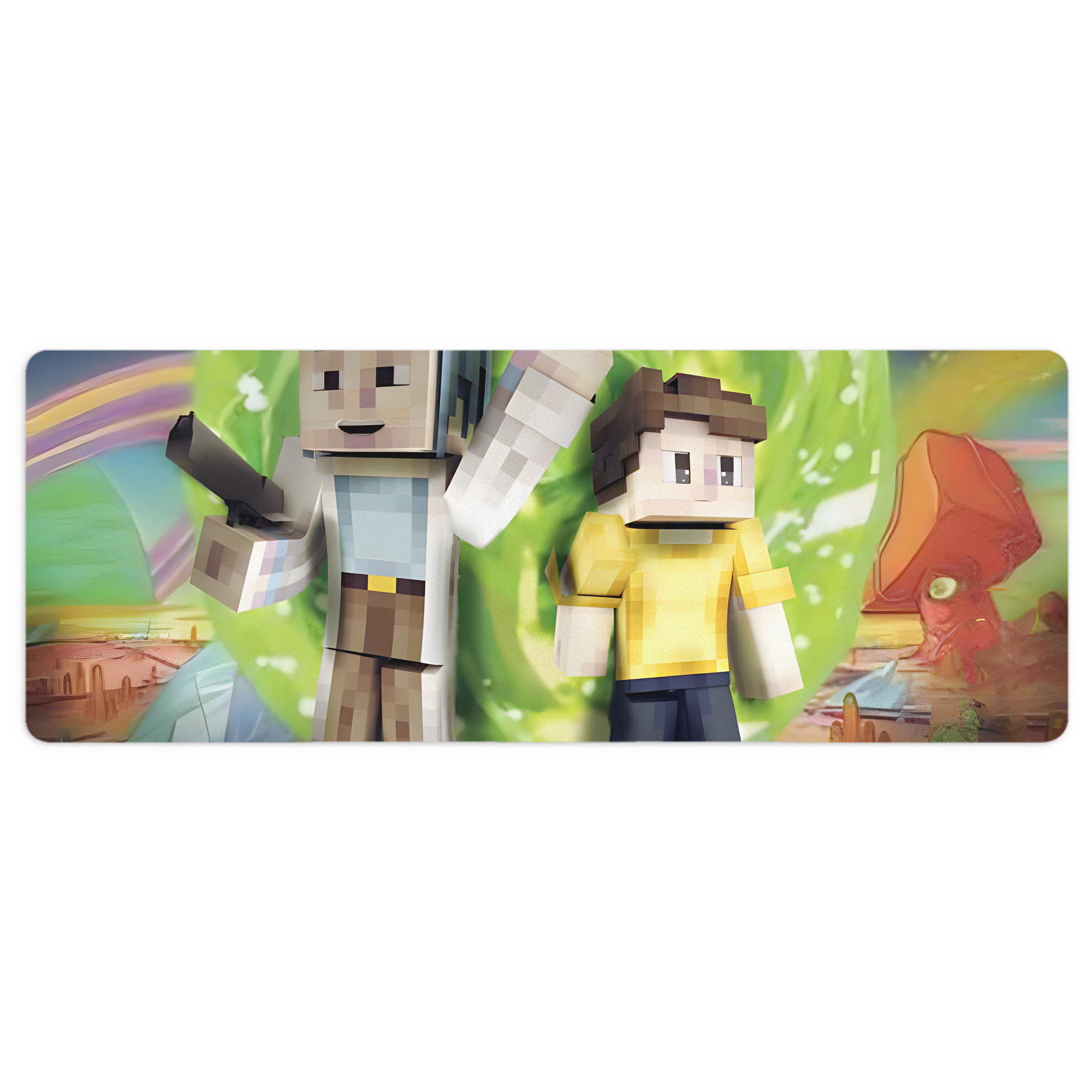 （画像用） マインクラフト ブロックの世界 Minecraft MC Block world ステッチ加工 大判デスクマット／滑り止めマウスパッド