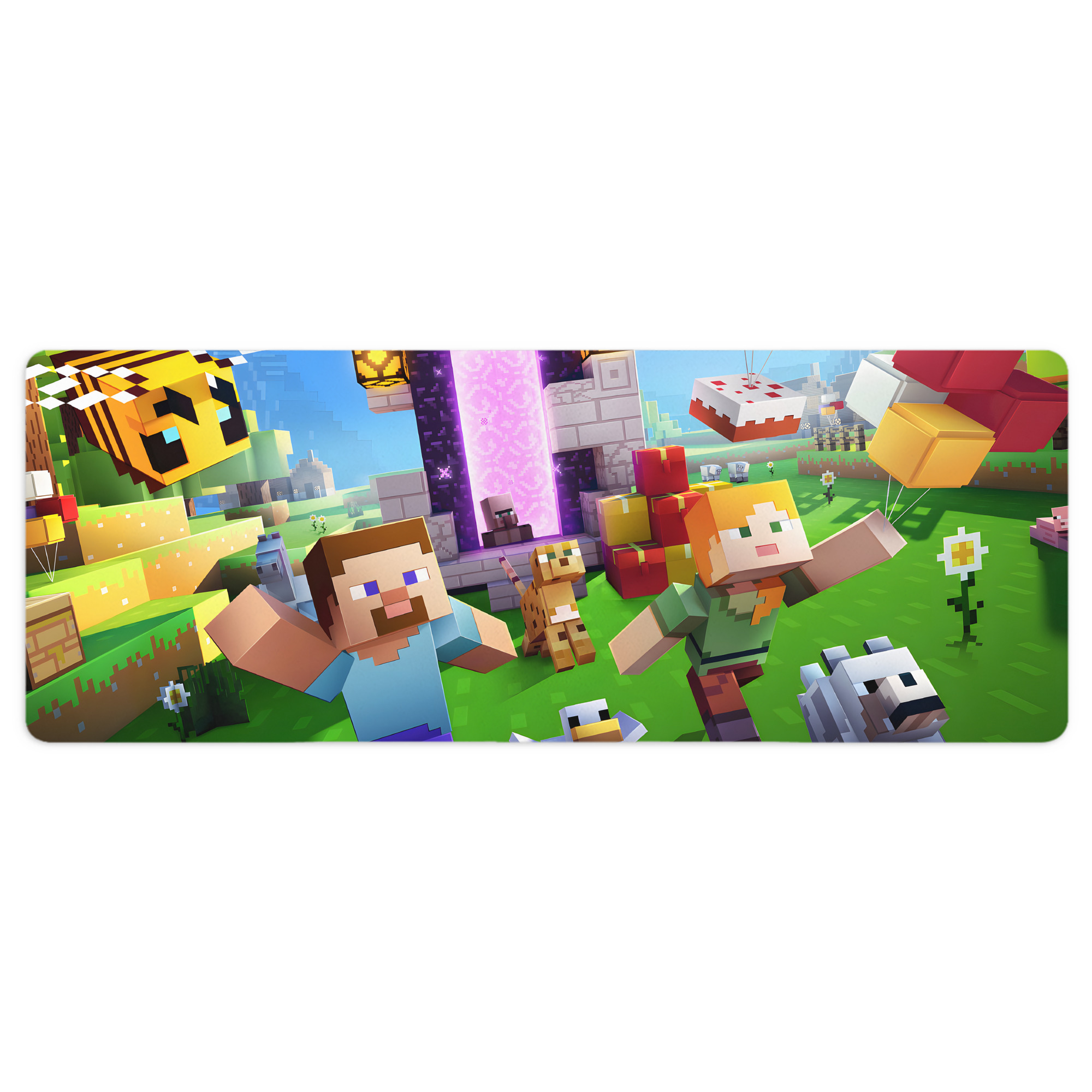 （画像用） マインクラフト ブロックの世界 Minecraft MC Block world ステッチ加工 大判デスクマット／滑り止めマウスパッド
