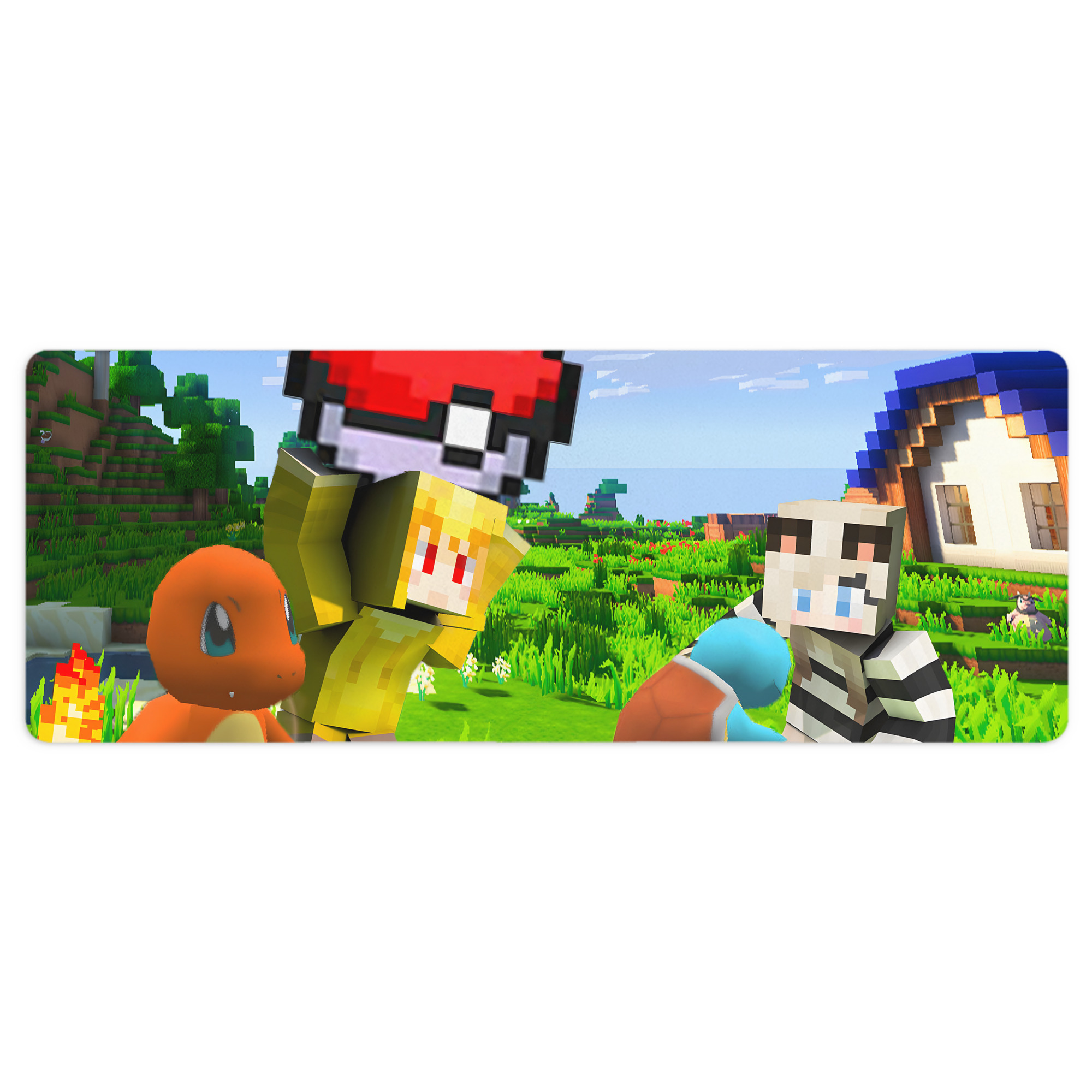 （画像用） マインクラフト ブロックの世界 Minecraft MC Block world ステッチ加工 大判デスクマット／滑り止めマウスパッド
